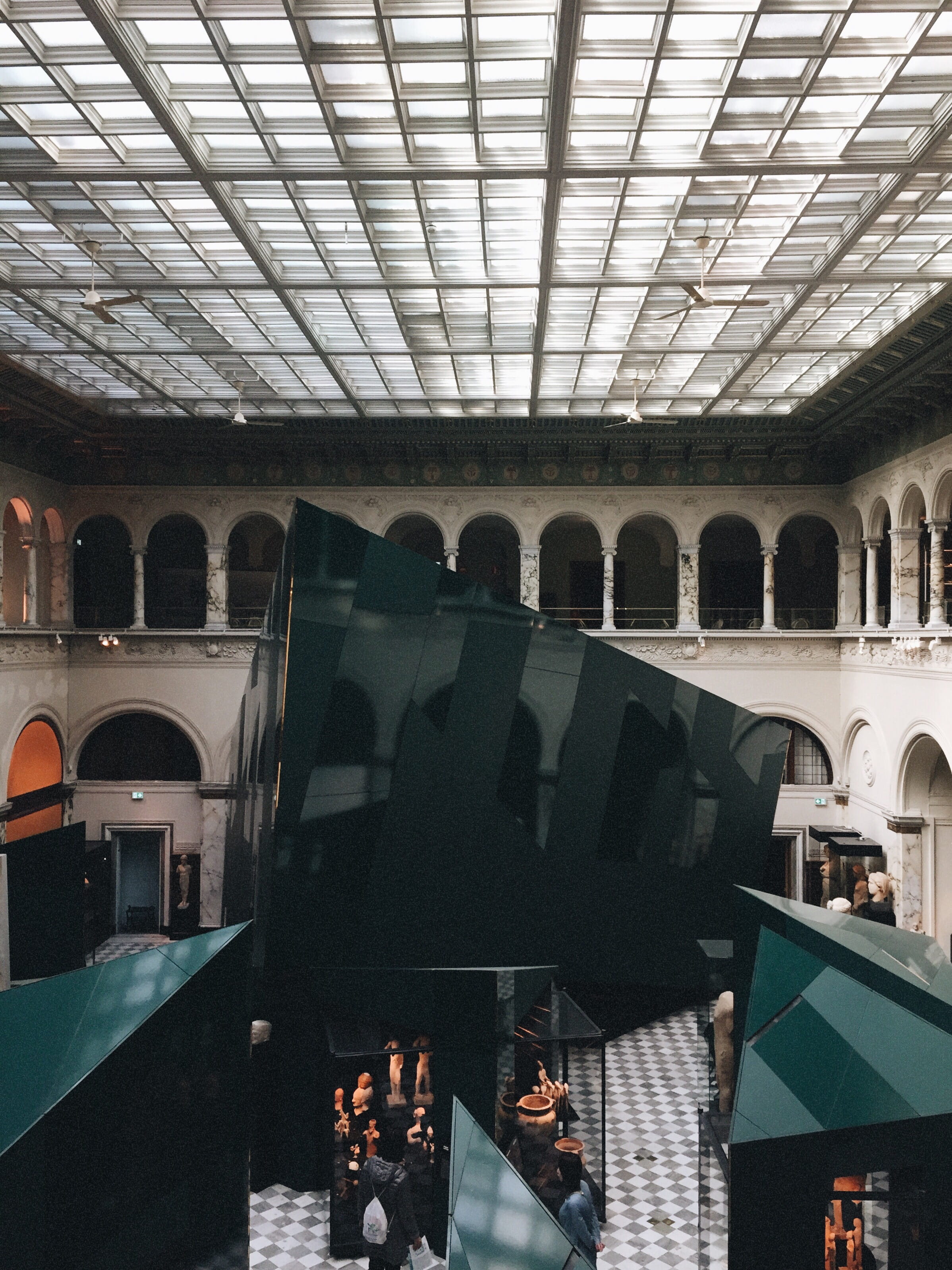 standing, human, stockholm, men, person, geometric, arched, gamla stan, interior design, building, reflection, indoors, real people, day, skylight, patio, Phone HD Wallpaper