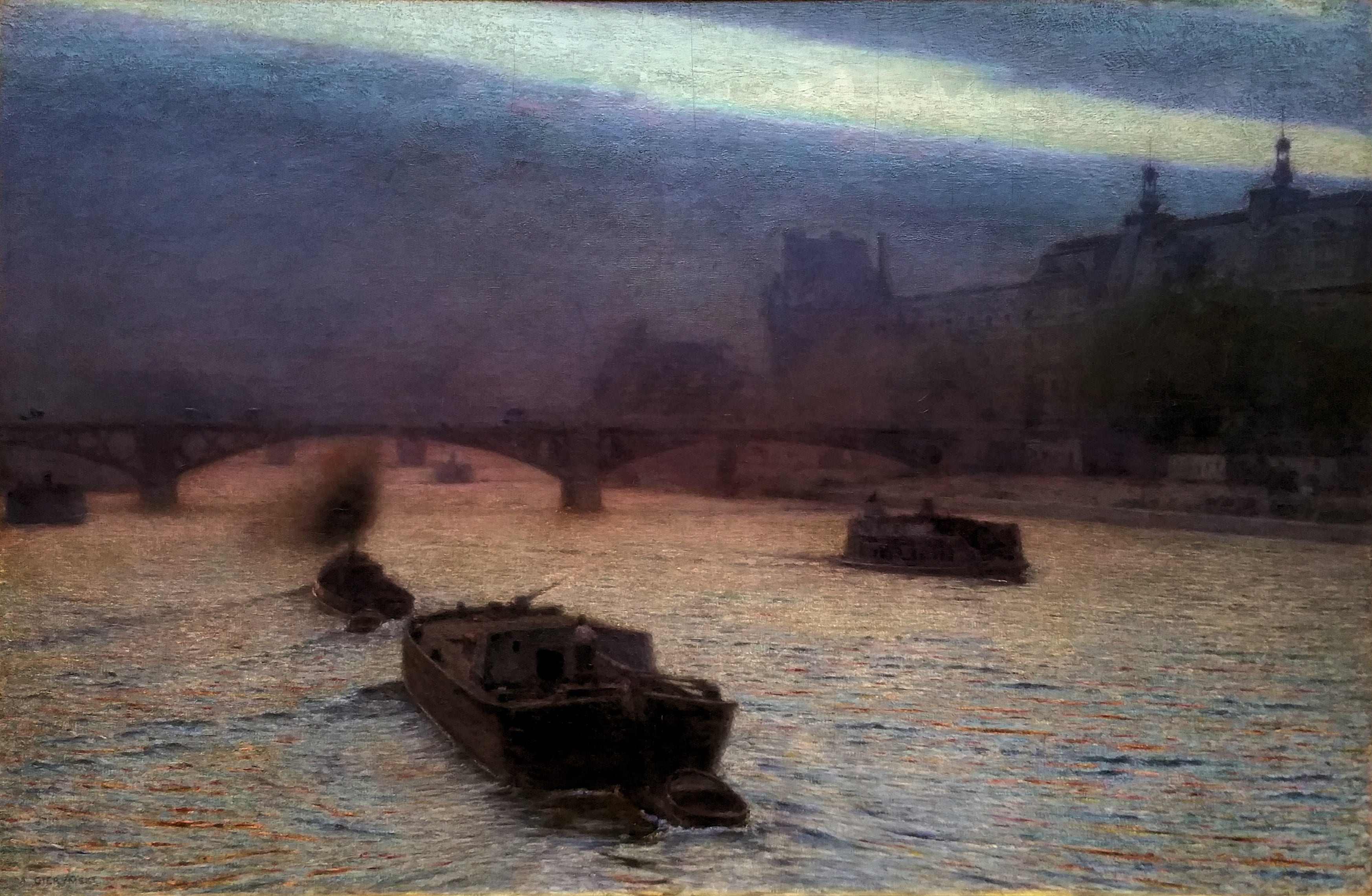 built structure, photo gallery, 2K, water, animal, the museum, exhibition, alexander gierymski, evening on the seine, outdoors, brush, bird, picture, mode of transportation, HD Wallpaper