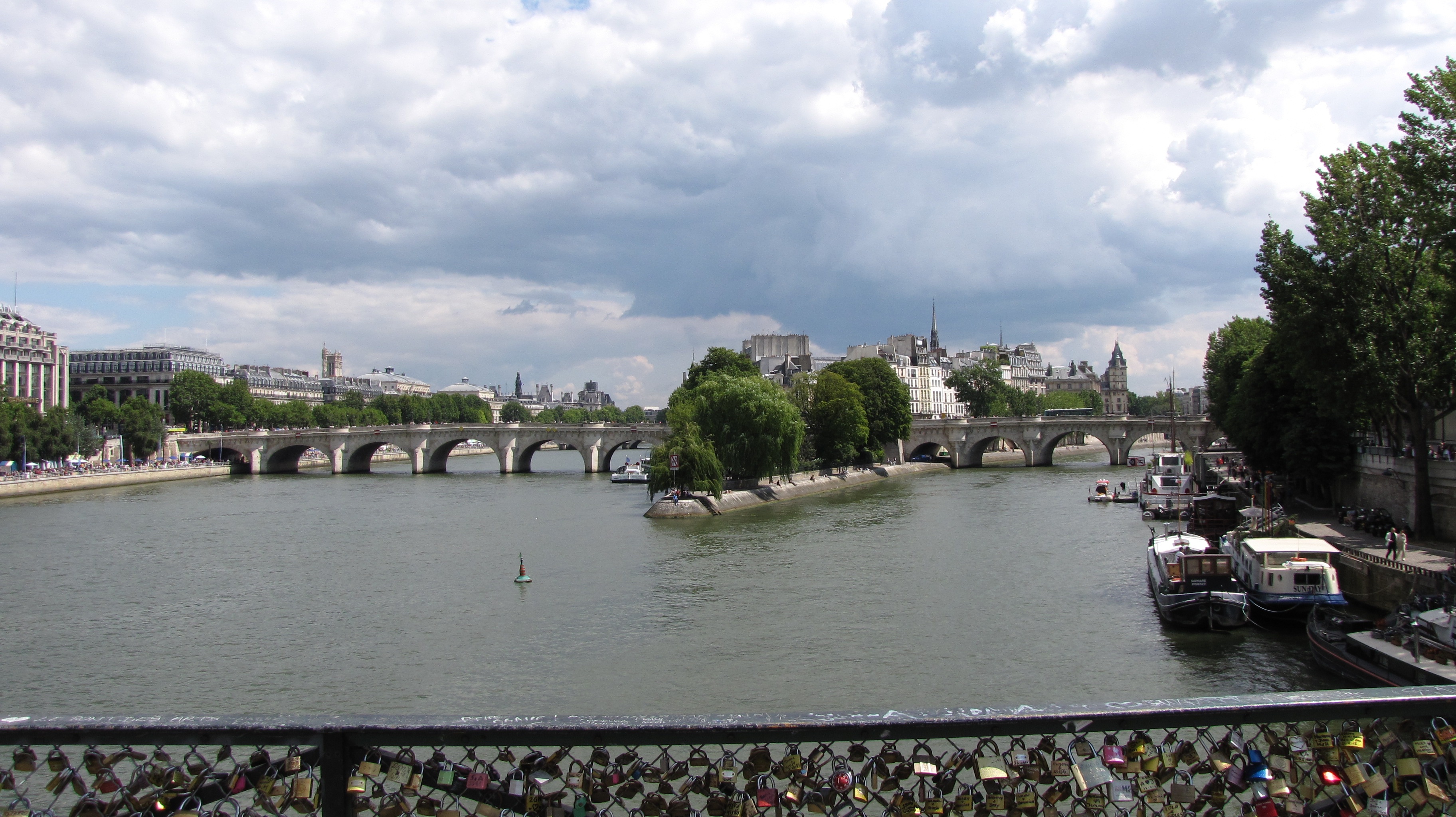 promenade, 2K, sky, connection, plant, built structure, city, travel, monument, paris, transportation, cloud - sky, pont des arts, nautical vessel, nature, HD Wallpaper