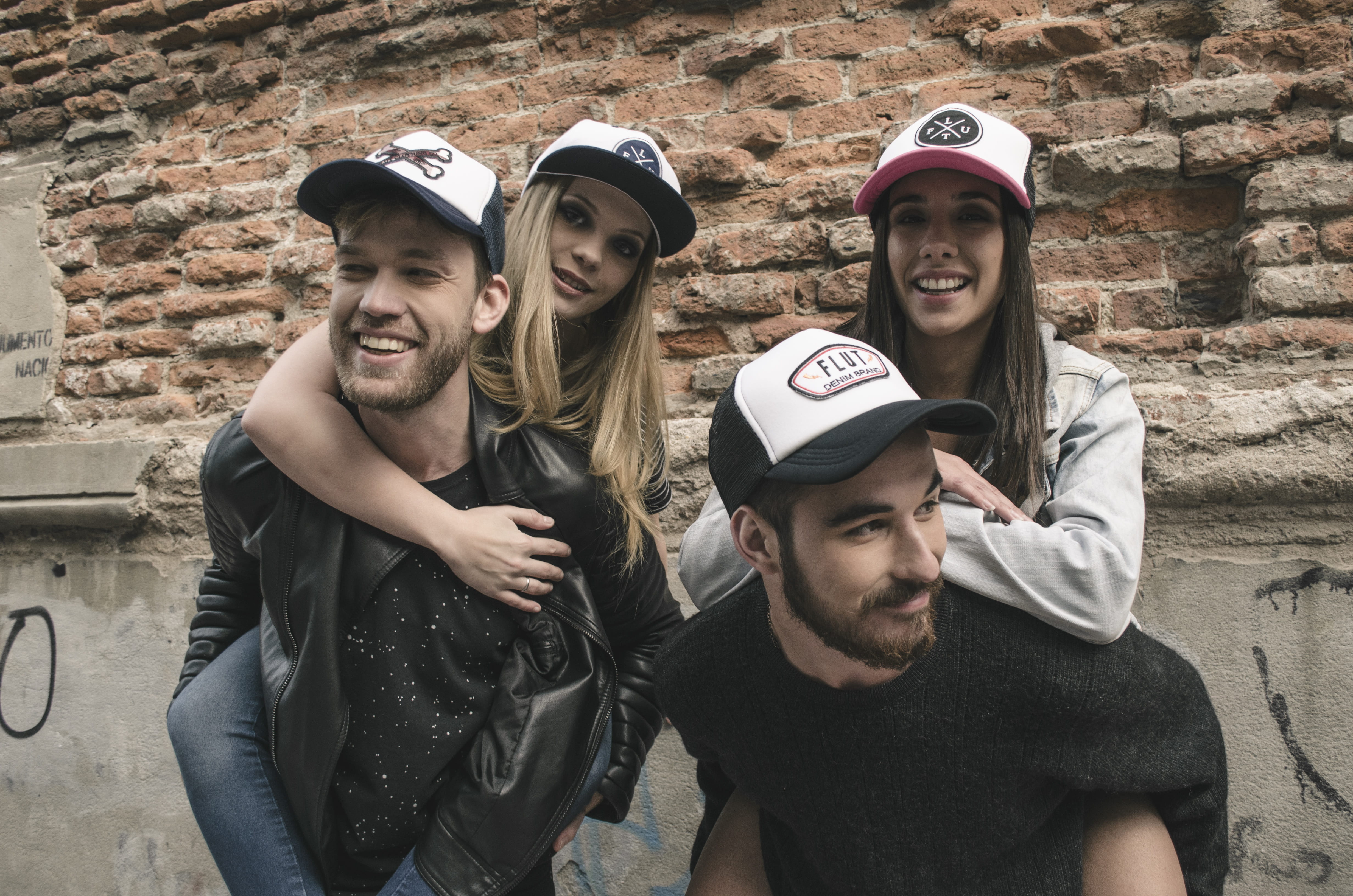 togetherness, men, wear, recreation, facial hair, women, cap, happiness, young adult, smiling, sweater, hat, carrying, young men, photo, leisure, fun, group of people, HD Wallpaper