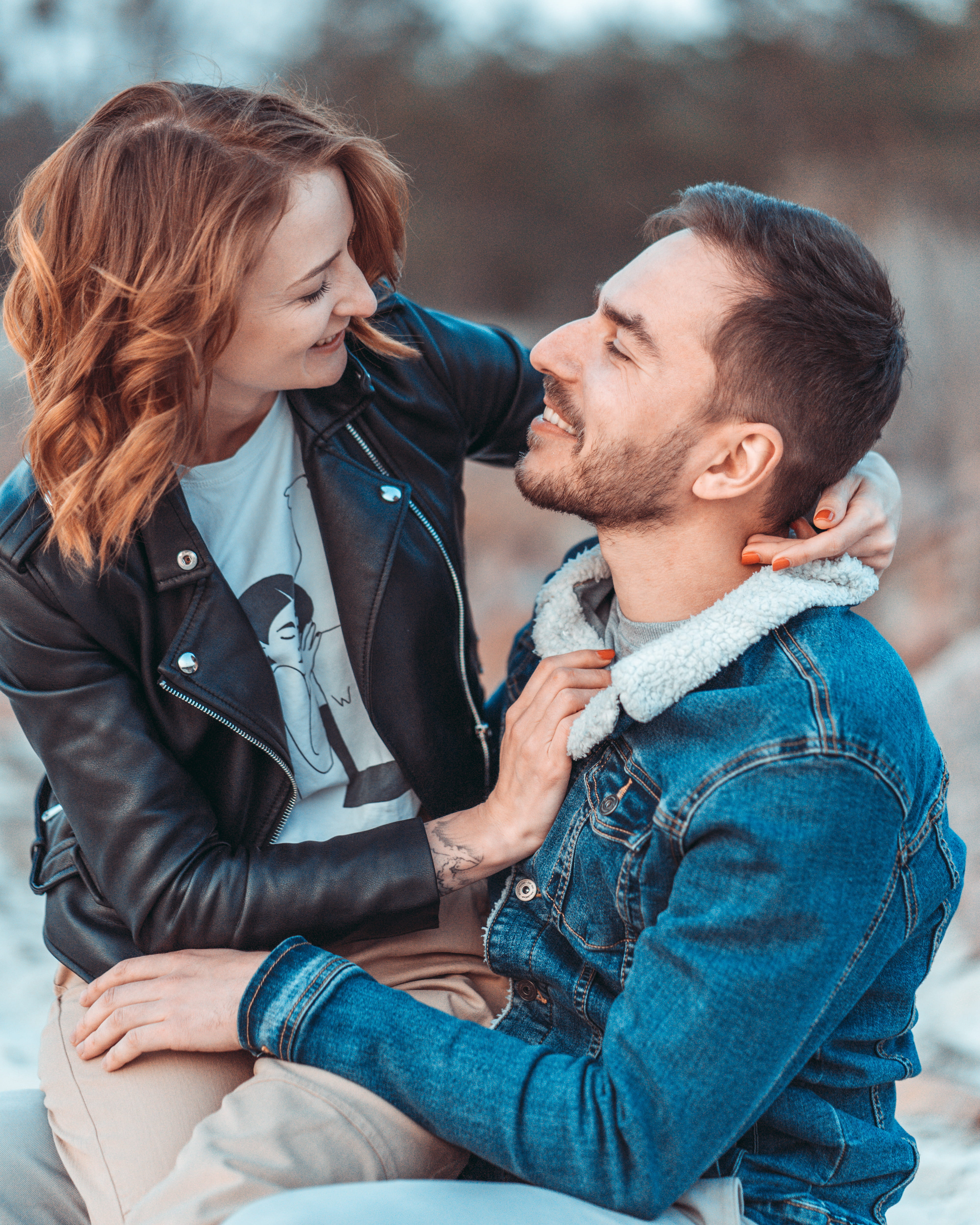 pants, denim, love, human, adult, happiness, young men, emotion, boy, footwear, positive emotion, boot, leather jacket, coat, jacket, dating, couple - relationship, Phone HD Wallpaper