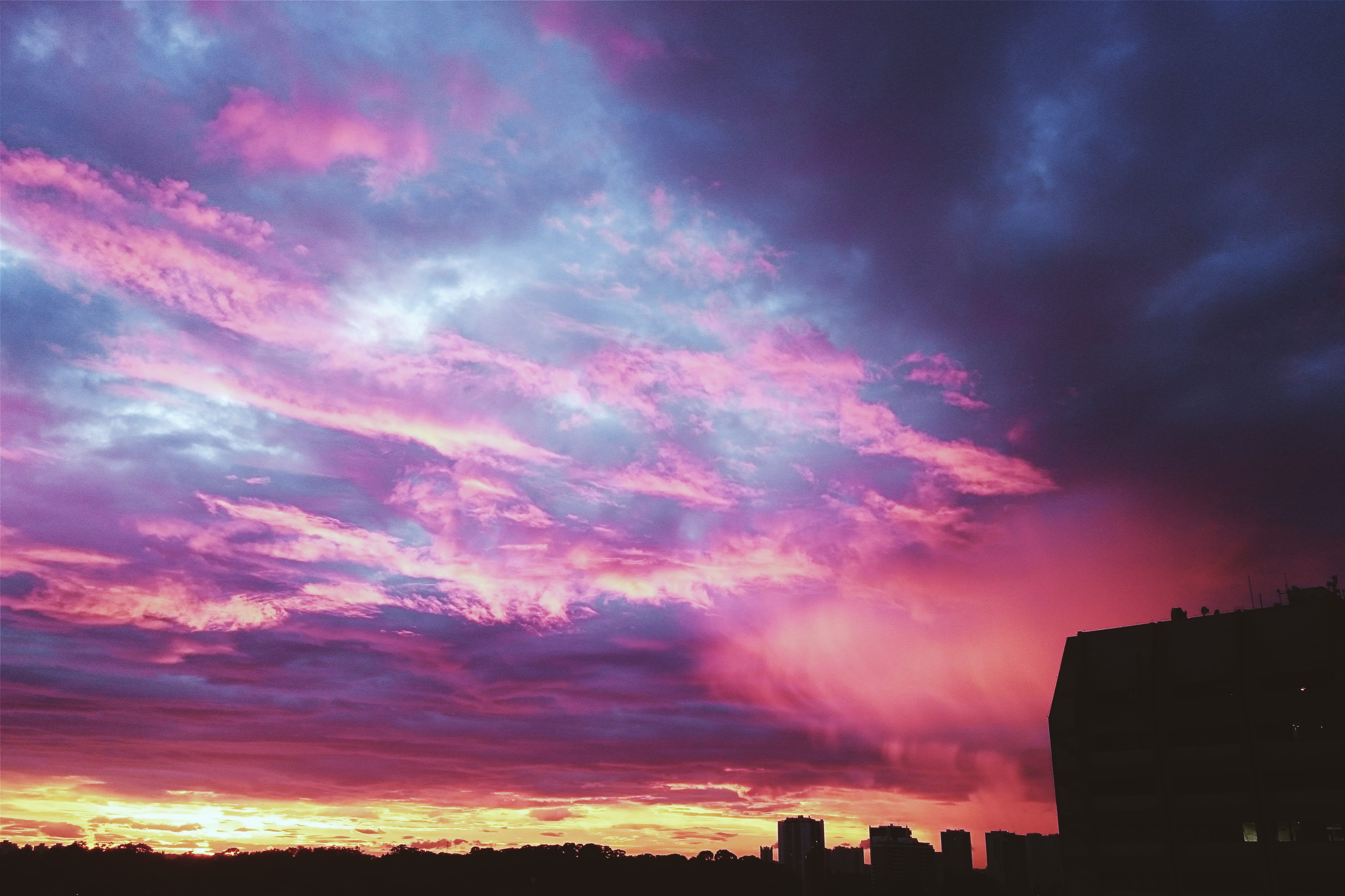 dramatic sky, industry, building exterior, color, city, purple, brazil, outdoors, storm, architecture, santo amaro, beauty in nature, 5K, cloud - sky, HD Wallpaper