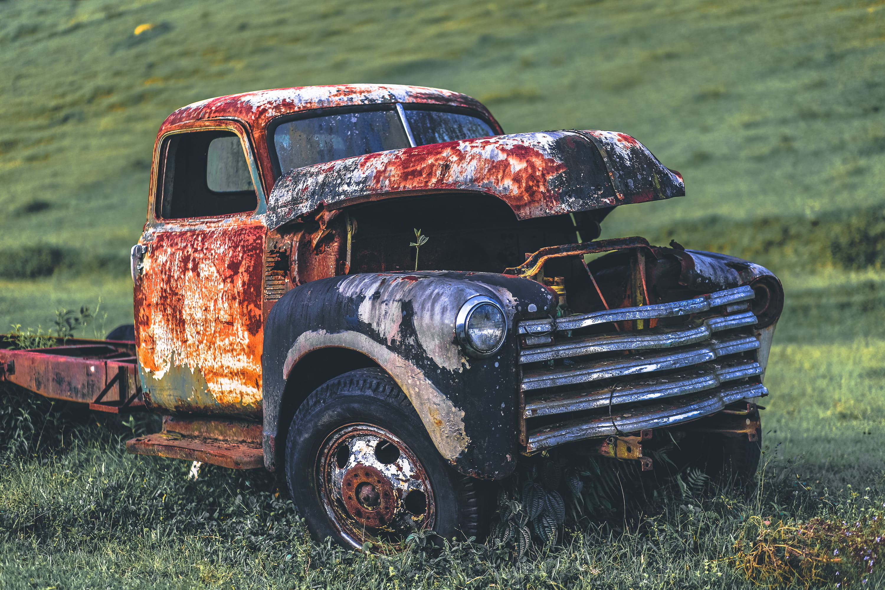 land vehicle, deterioration, caminhao, decline, saopaulo, serjosoza, old, field, grass, wheel, marsilac, abandoned, metal, 2K, ruined, no people, day, HD Wallpaper
