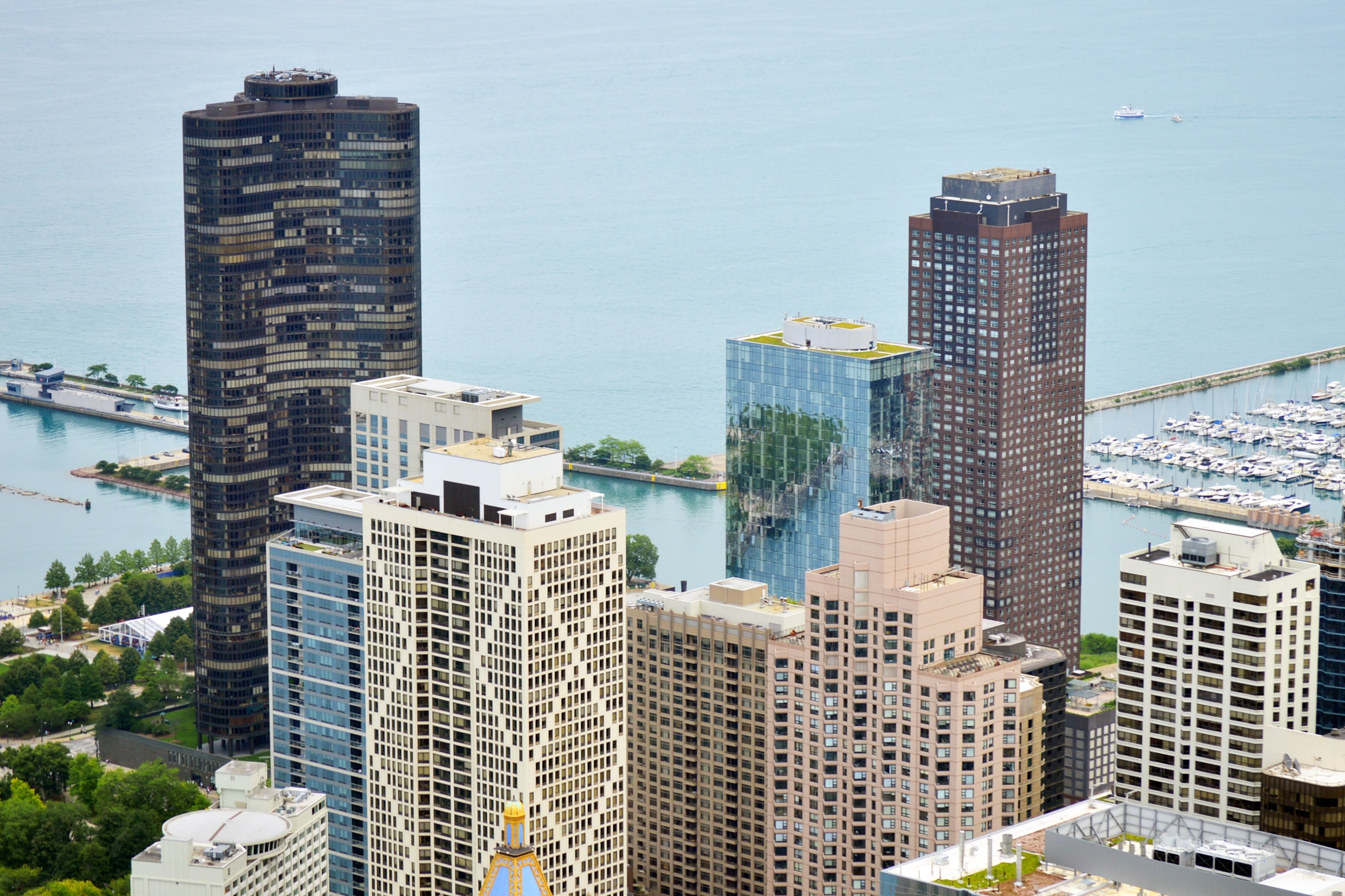 landscape, no people, buildings, water, apartment, office building exterior, built structure, skyscraper, building exterior, downtown district, chicago, HD Wallpaper
