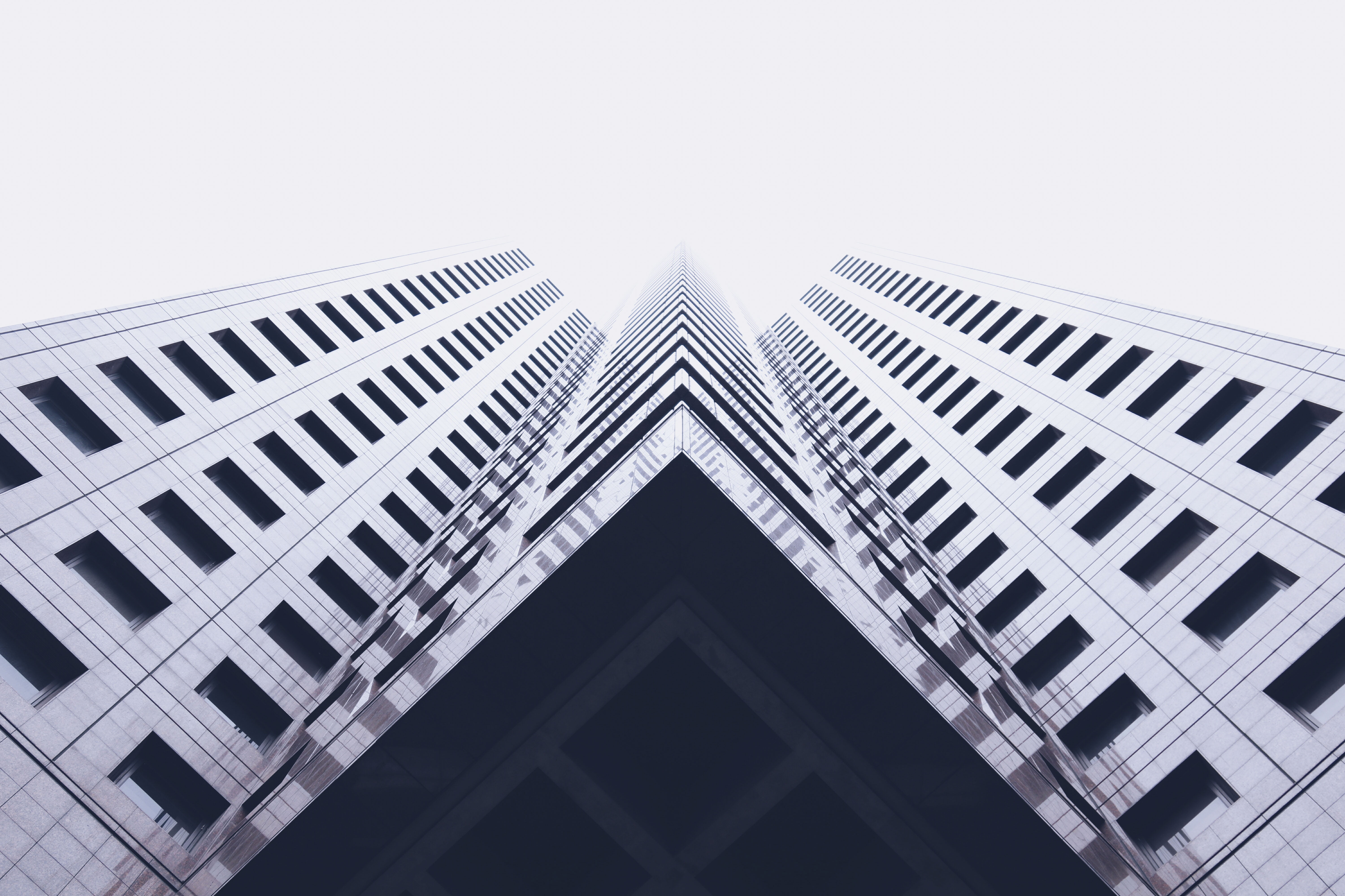 architecture, no people, office, hotel, windows, nature, tall - high, building exterior, structure, low angle view, day, condominium, symmetry, office Building, HD Wallpaper