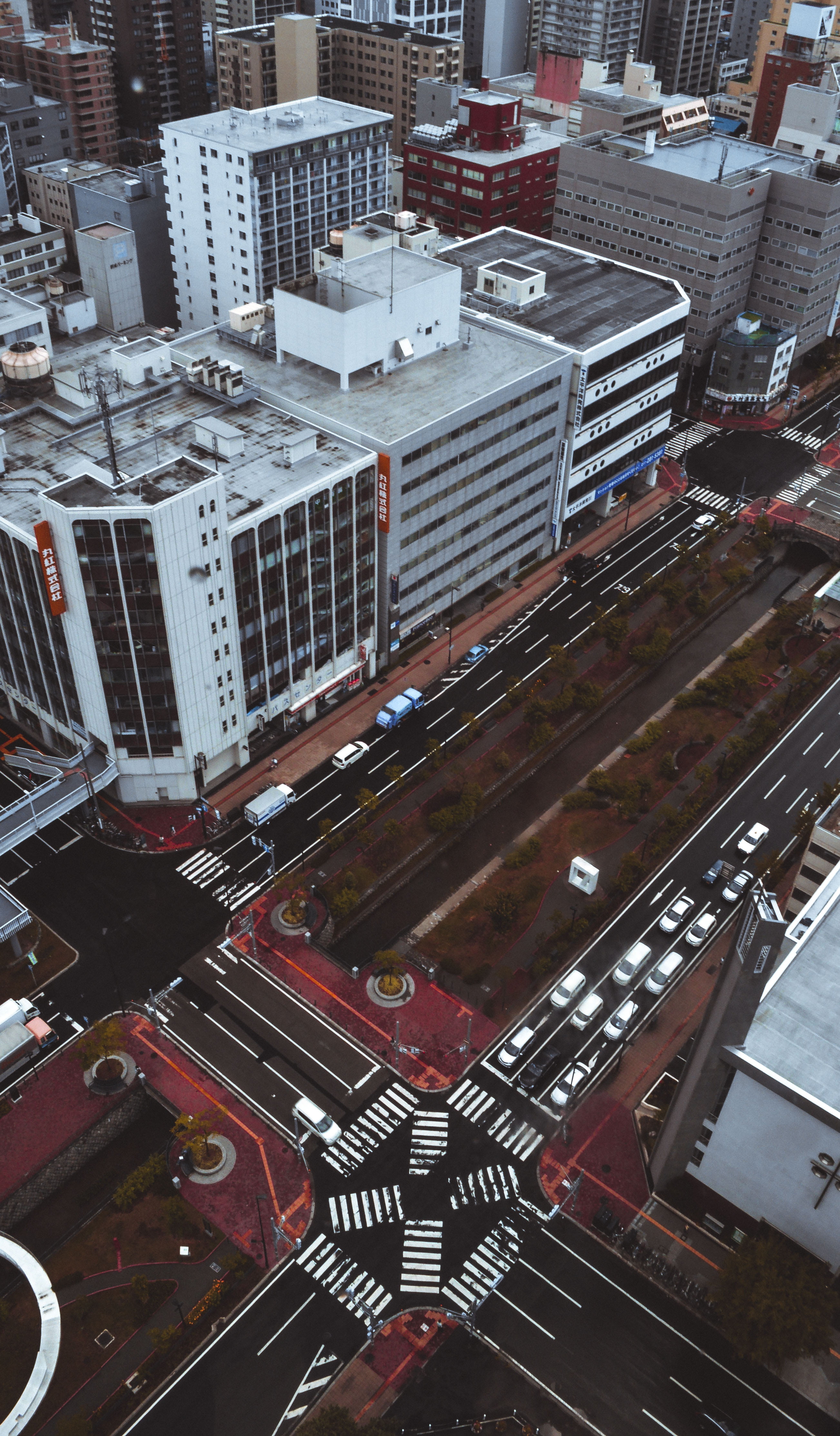rise, modern, urban, high angle view, no people, built structure, structure, office building exterior, apartment, street, road, establishment, transportation, Phone HD Wallpaper