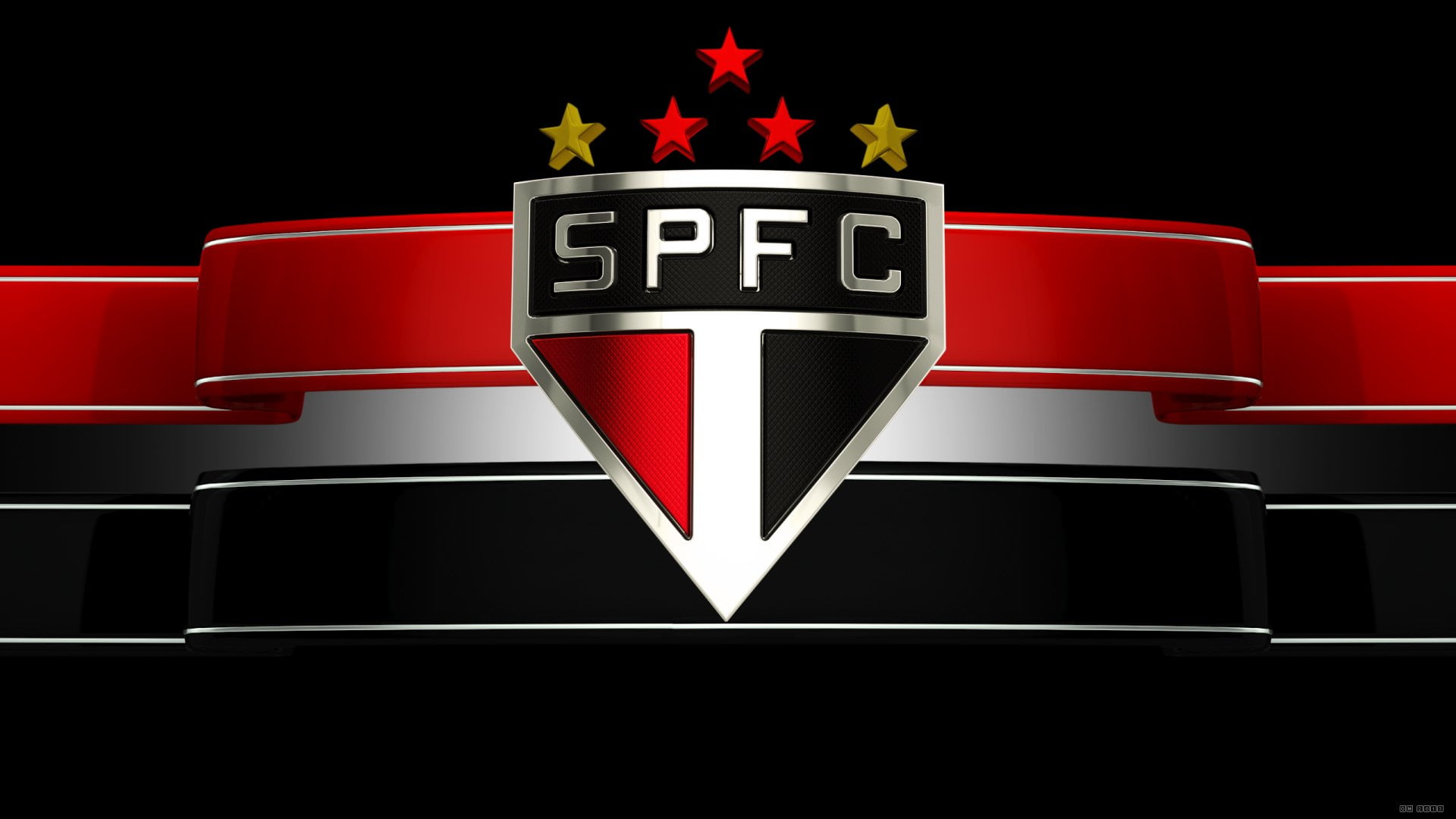 red, reflection, lighting equipment, sport, indoors, sign, text, brightly lit, black color, shape, shiny, São Paulo FC, celebration, 1080P, Soccer, three dimensional, HD Wallpaper