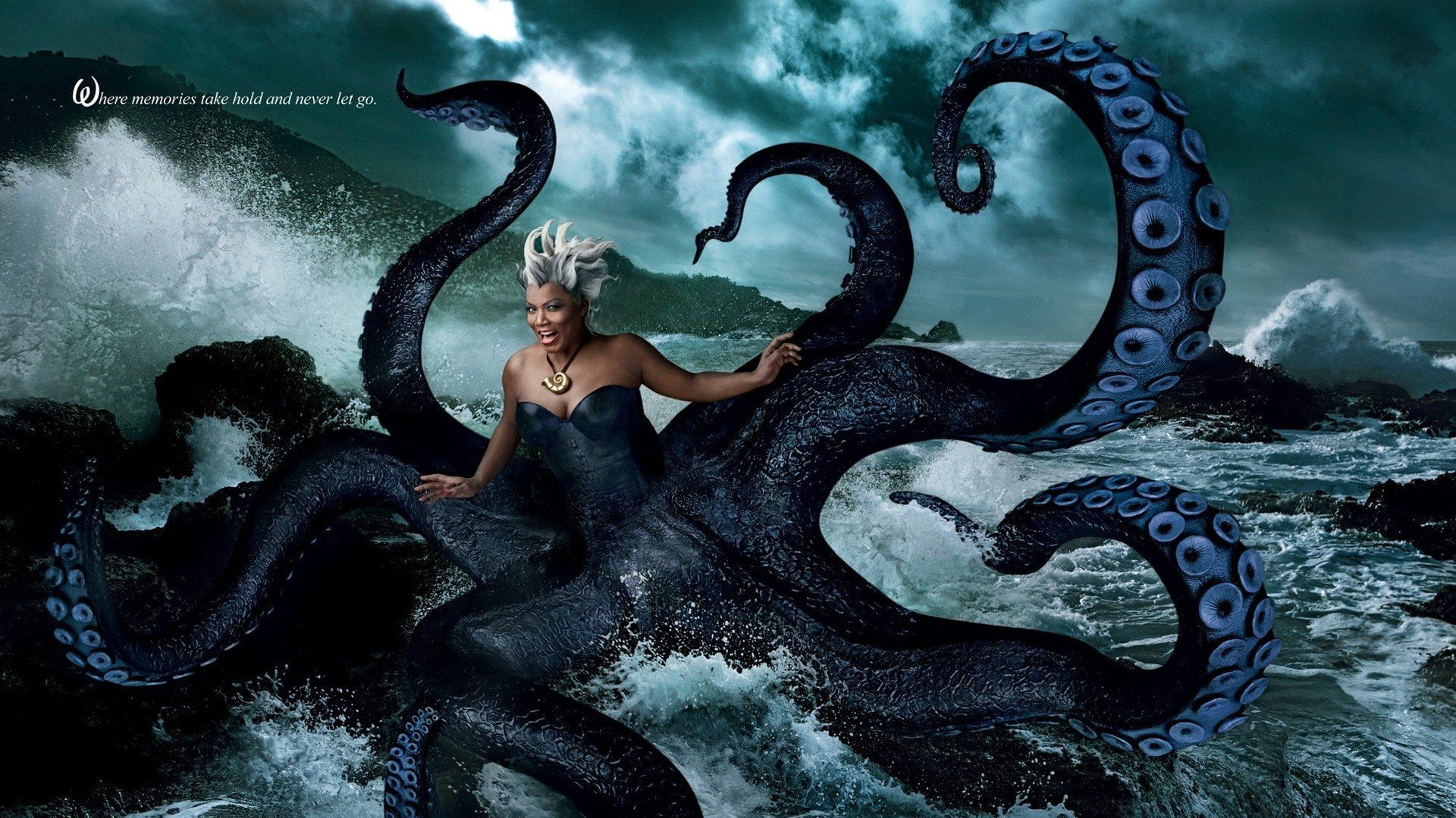 mermaid, tentacles, 1080P, latifah, company, queen, annie, fairy, disney, ursula, tales, leibovitz, artwork, HD Wallpaper