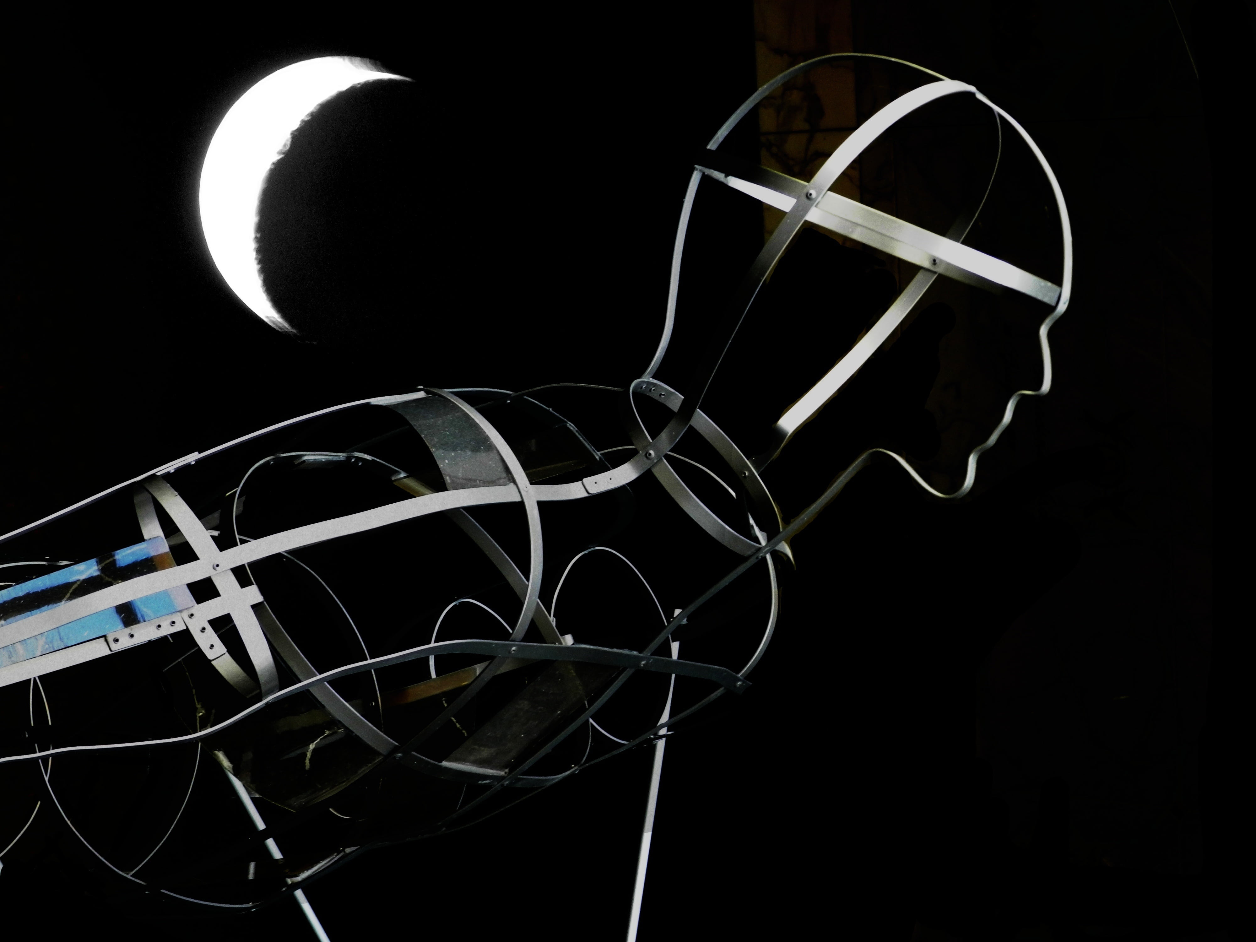 connection, art and craft, 4K, iron, hanging, steel, light, still life, film industry, no people, close-up, pattern, chaos, metal, indoors, moon, night, HD Wallpaper