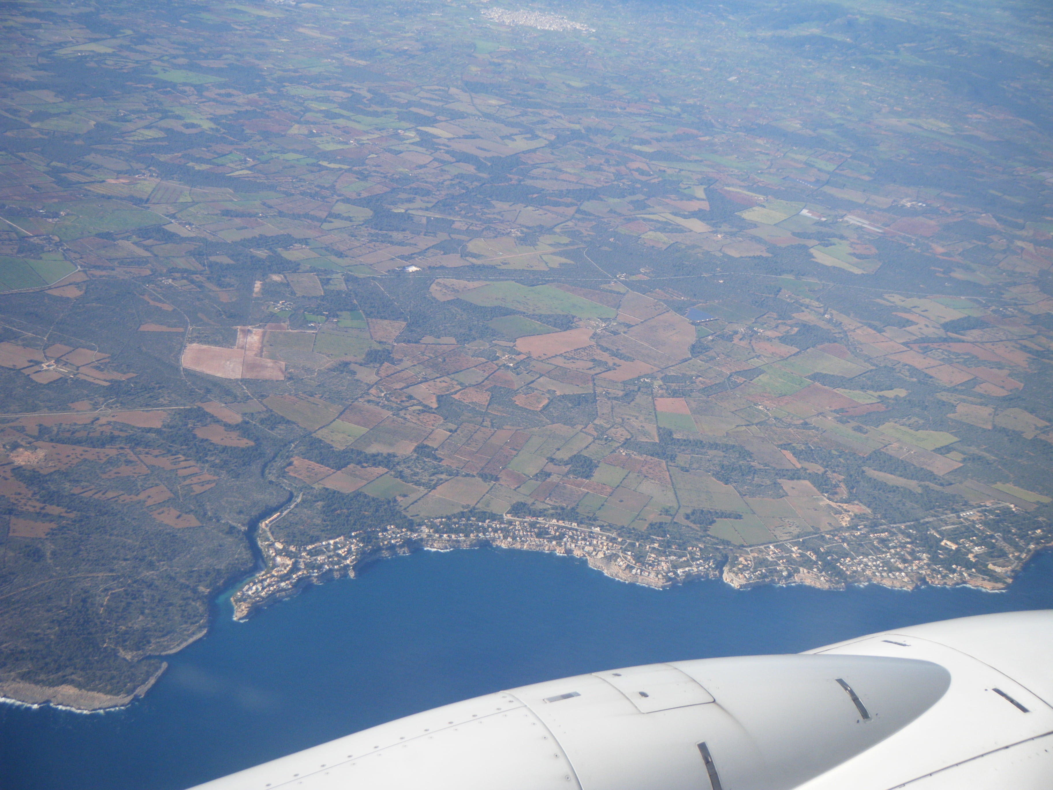 transportation, jet engine, fields, aerial View, landscape, airplane, aerial, aircraft Wing, blue, view into land, day, travel, field, mode of transportation, HD Wallpaper