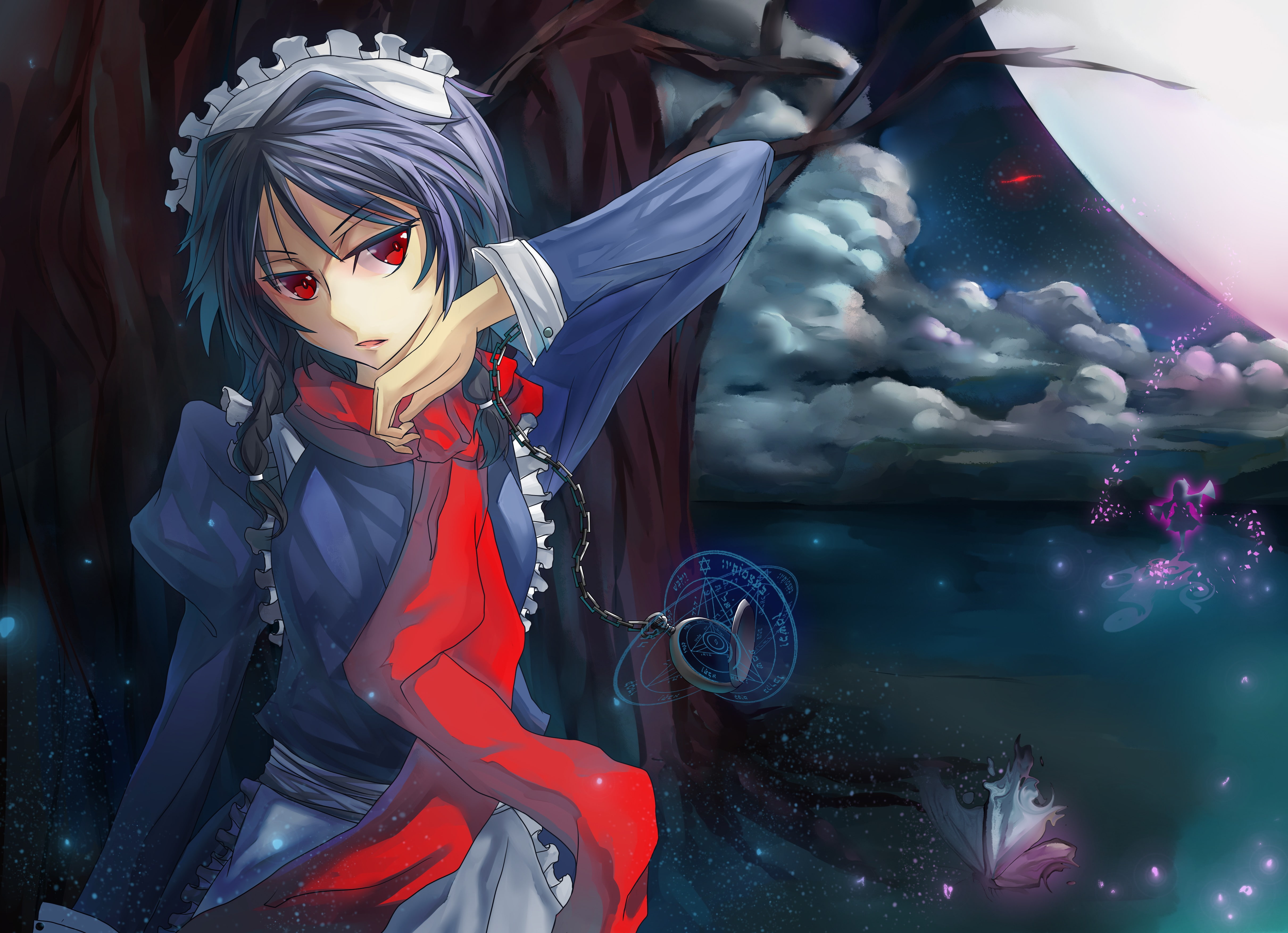 4K, art and craft, no people, day, nature, female likeness, red eyes, celebration, Izayoi Sakuya, representation, sculpture, anime, statue, festival, short hair, HD Wallpaper