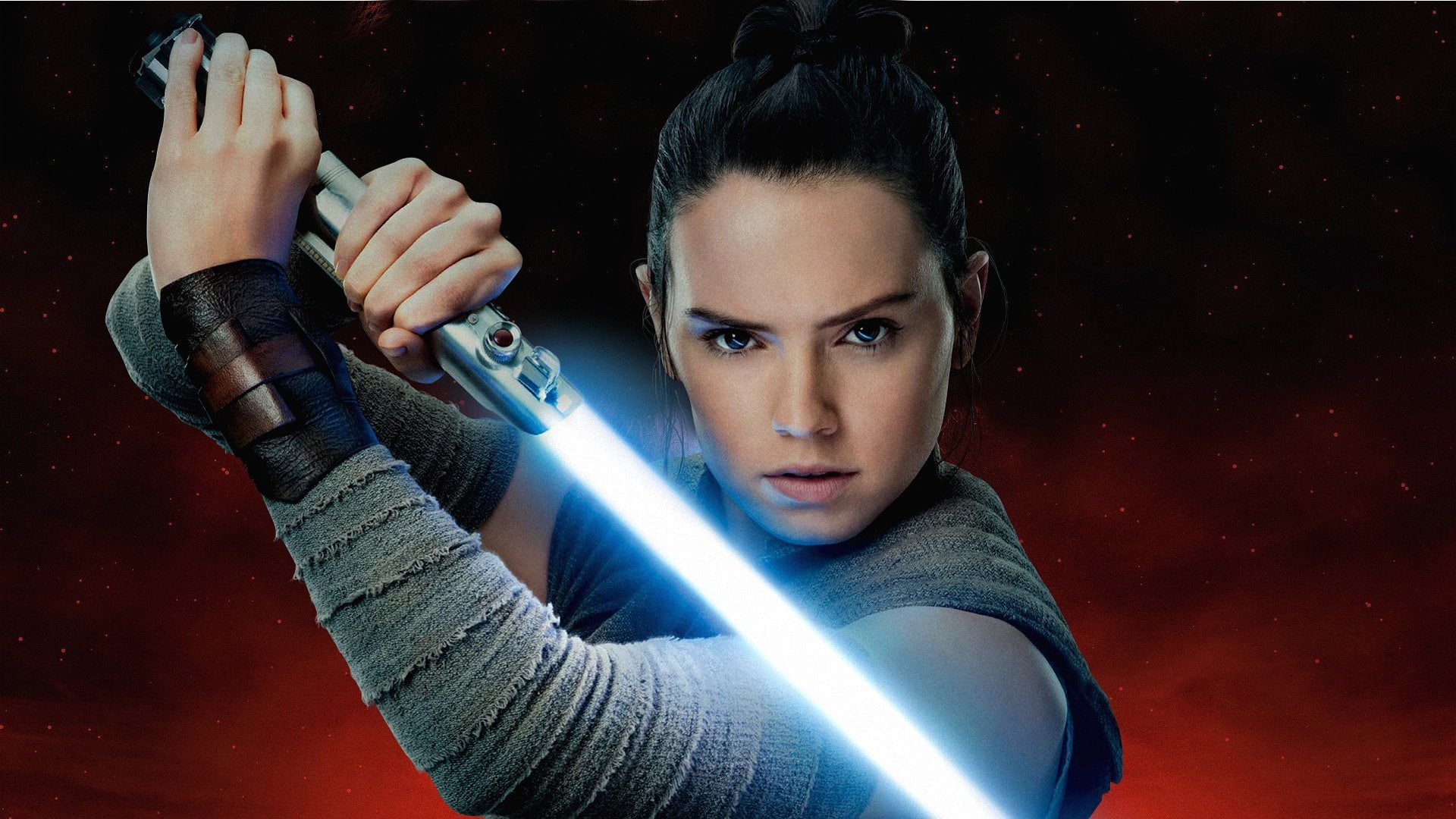 illuminated, dark, rey, one person, ridley, jedi, human face, beautiful woman, young adult, wars, holding, 1080P, knife - weapon, star, weapon, headshot, HD Wallpaper