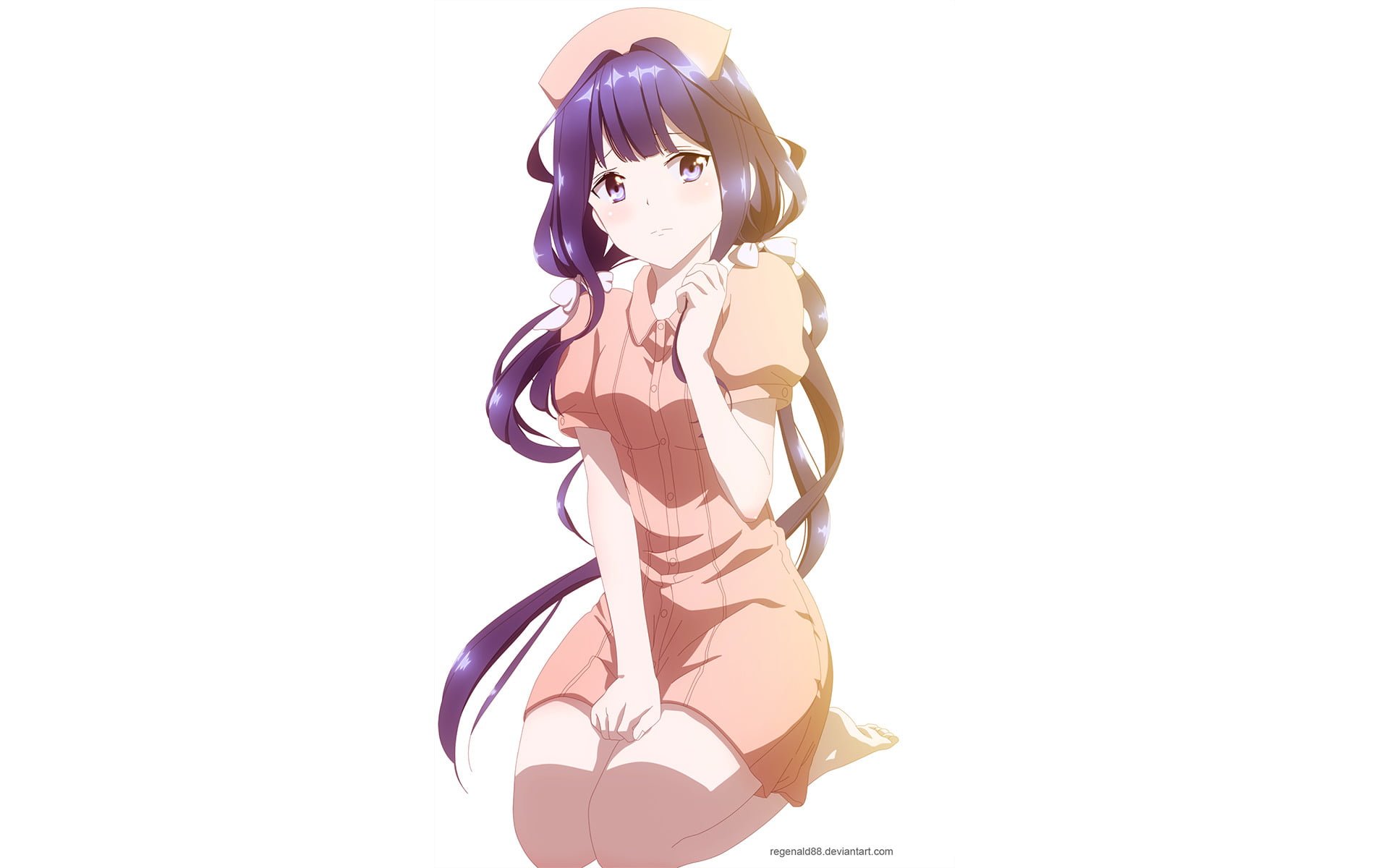 three quarter length, fashion, studio shot, white background, cut out, indoors, copy space, 1080P, purple, Aki Adagaki, close-up, Masamune-kuns Revenge, HD Wallpaper