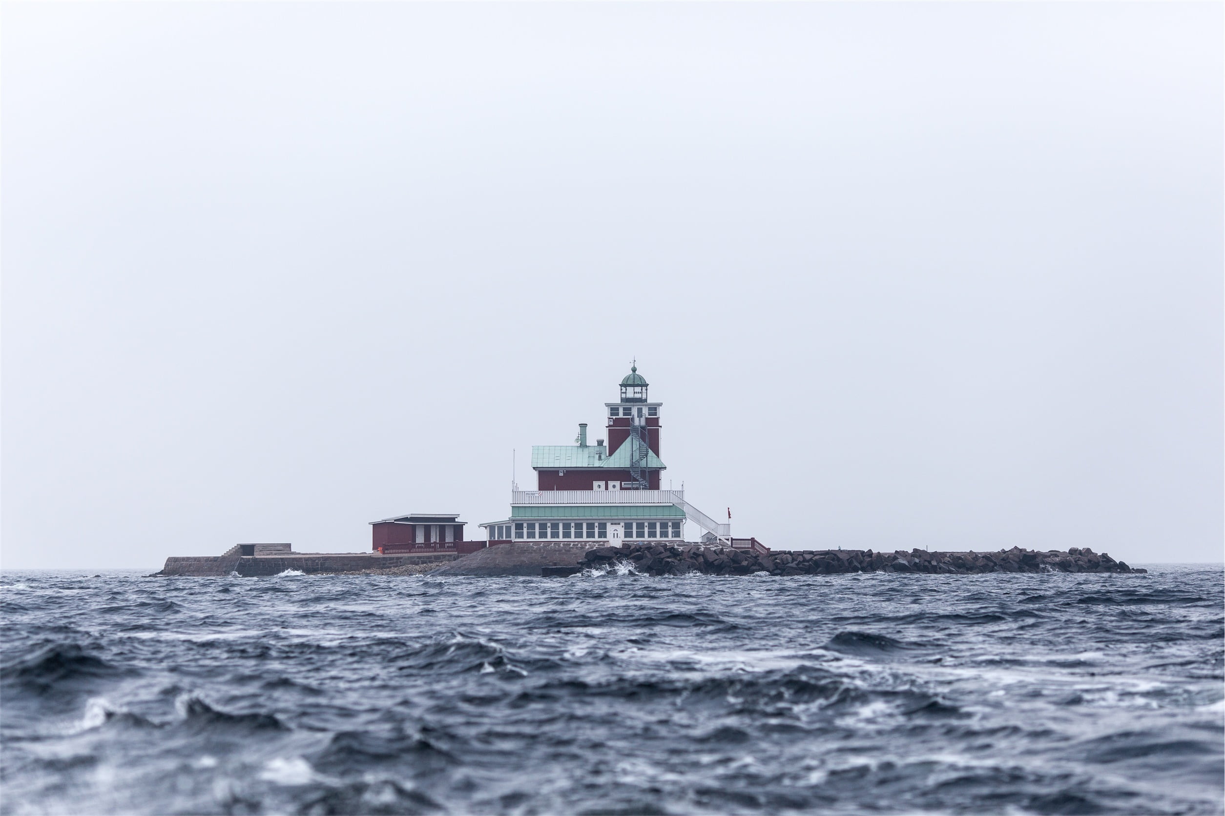 1080P, building, motion, white, rocks, ship, water, coast, waves, no people, architecture, near, shipping, house, navy, red, travel, copy space, travel destinations, HD Wallpaper