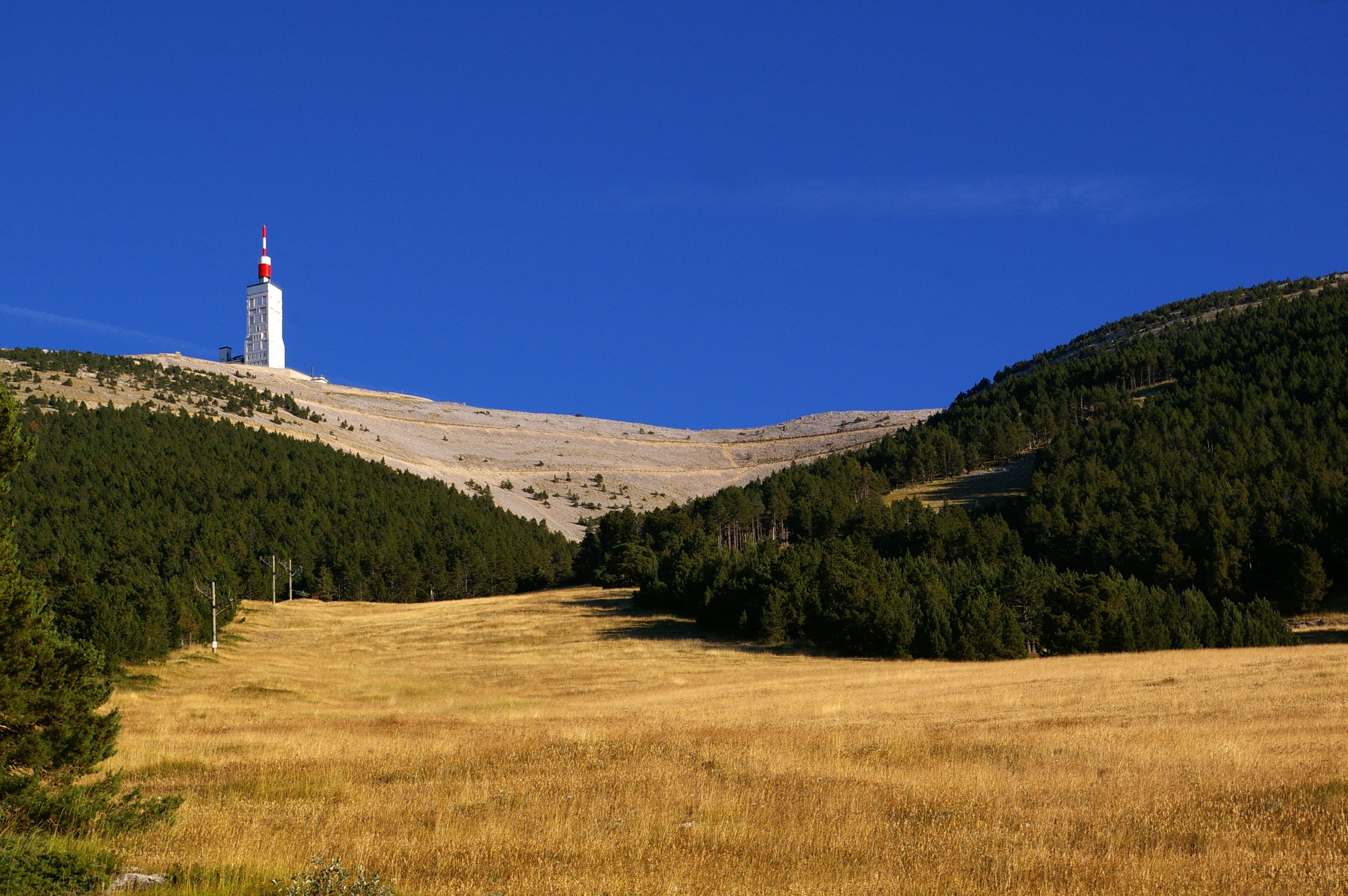 sun, sky, cloudy sky, mont ventoux, tree, wind, 2K, blue sky, environment, no people, blue, toulourenc, vaucluse, lighthouse, sport, tower, bike, grass, HD Wallpaper