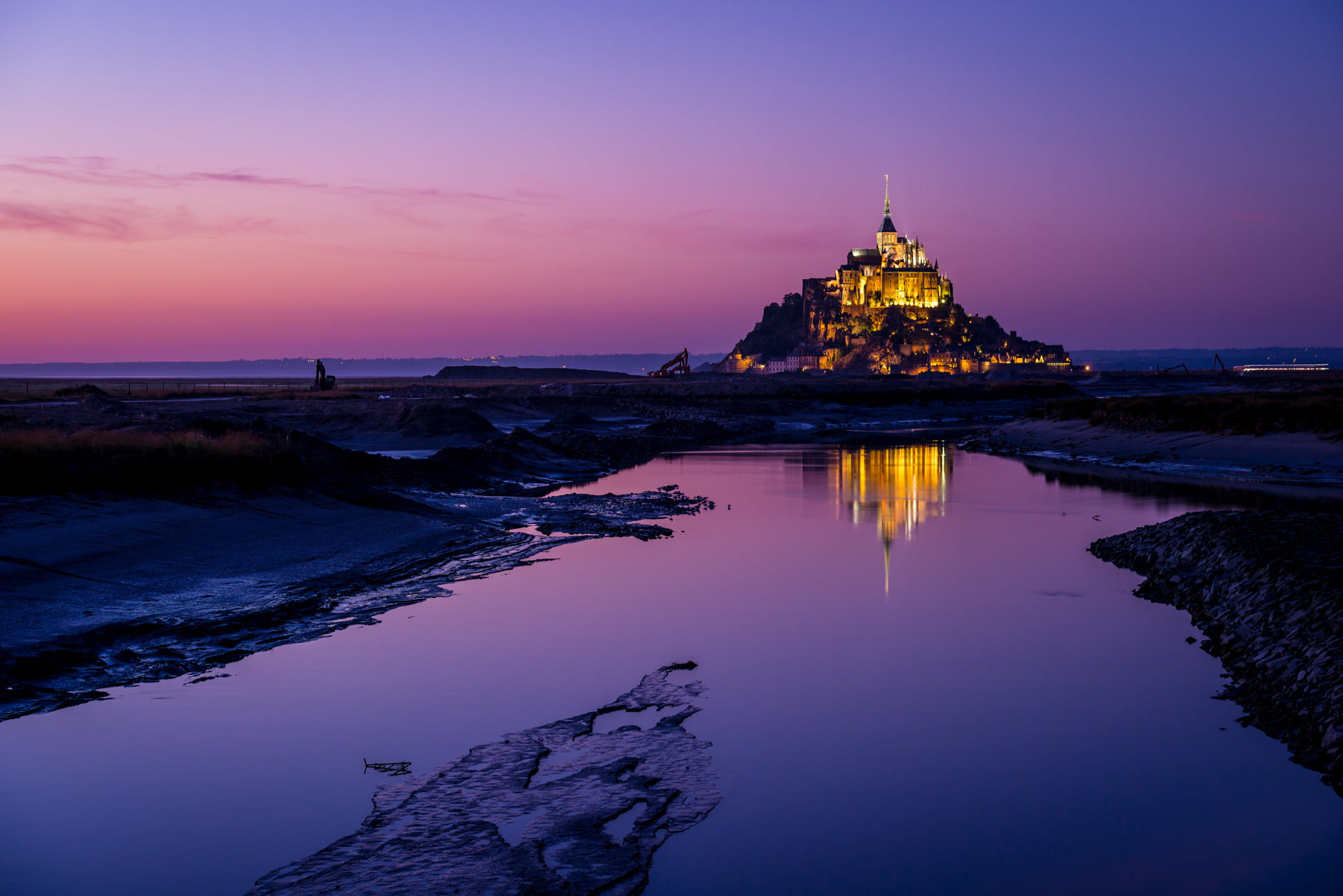 island, sunset, Mont-Saint-Michel, fortress, architecture, Mont Saint-Michel, the past, travel, turkey, s, the mountain of the Archangel Michael, twilight, HD Wallpaper