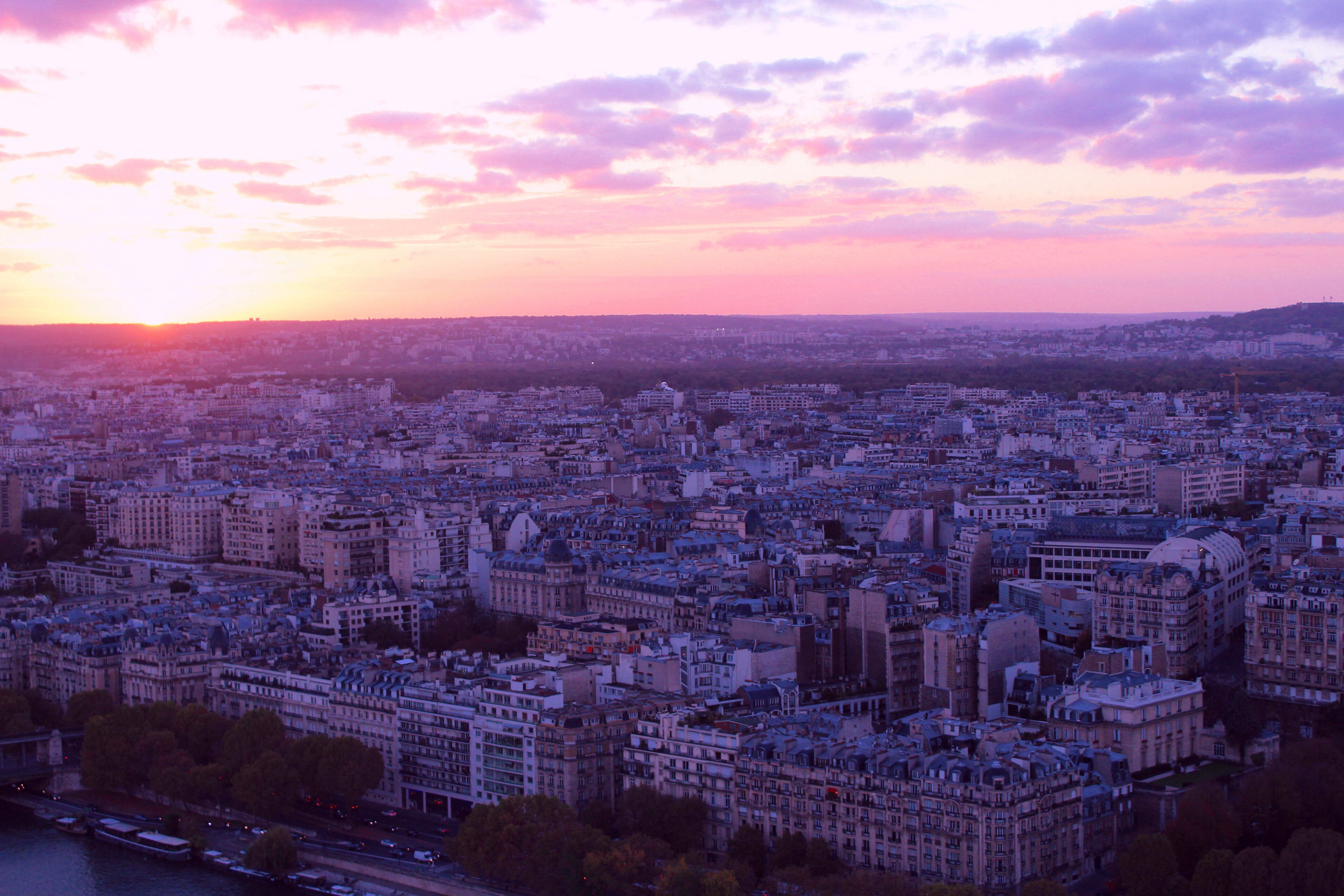 travel, #citytrip, travel destinations, #colorful, purple, #pink, outdoors, crowd, romantic sky, city, building exterior, cityscape, cloud - sky, #neon, HD Wallpaper