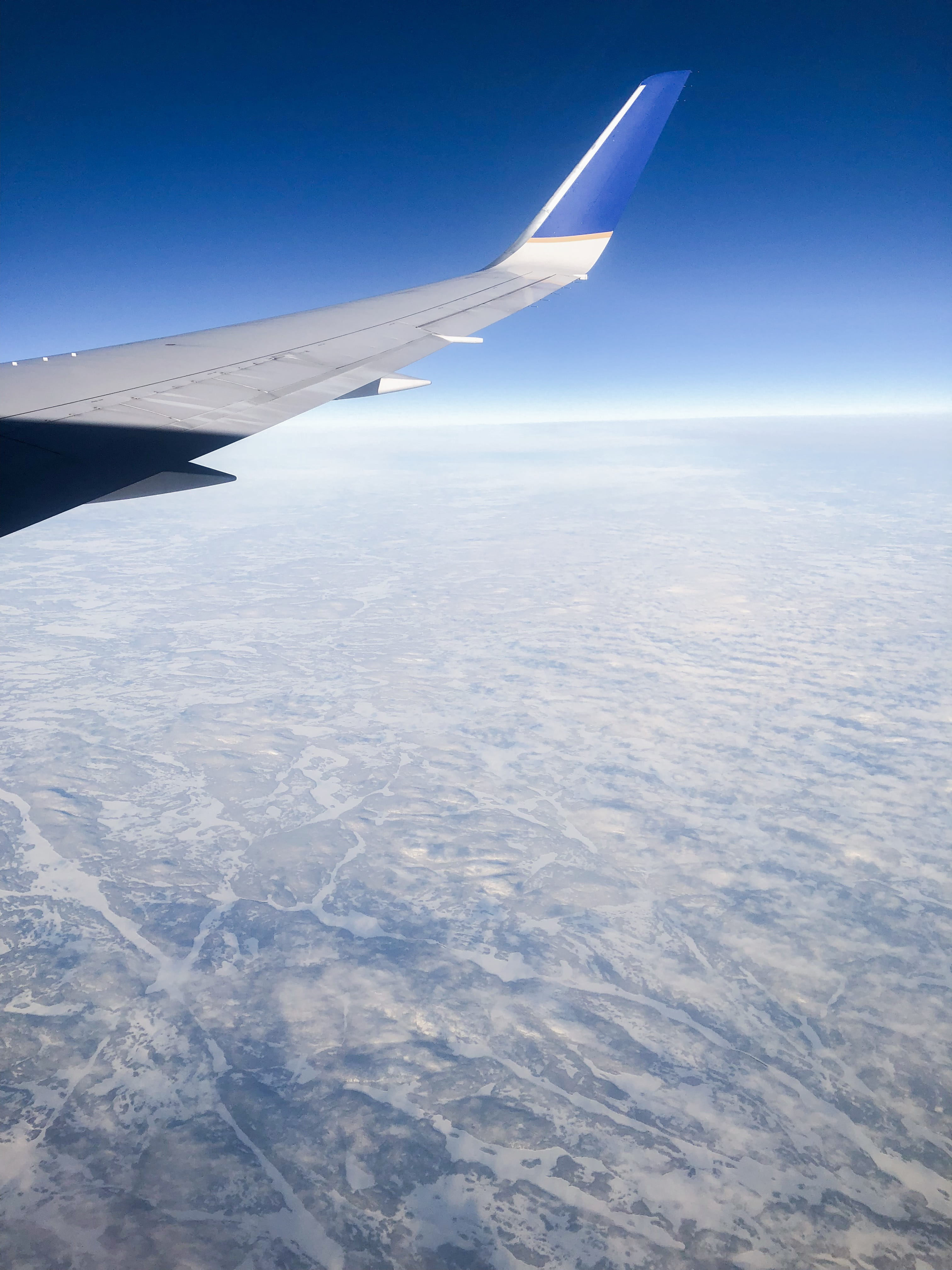 air vehicle, air, tranquil scene, nature, environment, landscape, traveling, day, sky, transportation, scenery, united airline, aircraft wing, 4K, no people, Phone HD Wallpaper