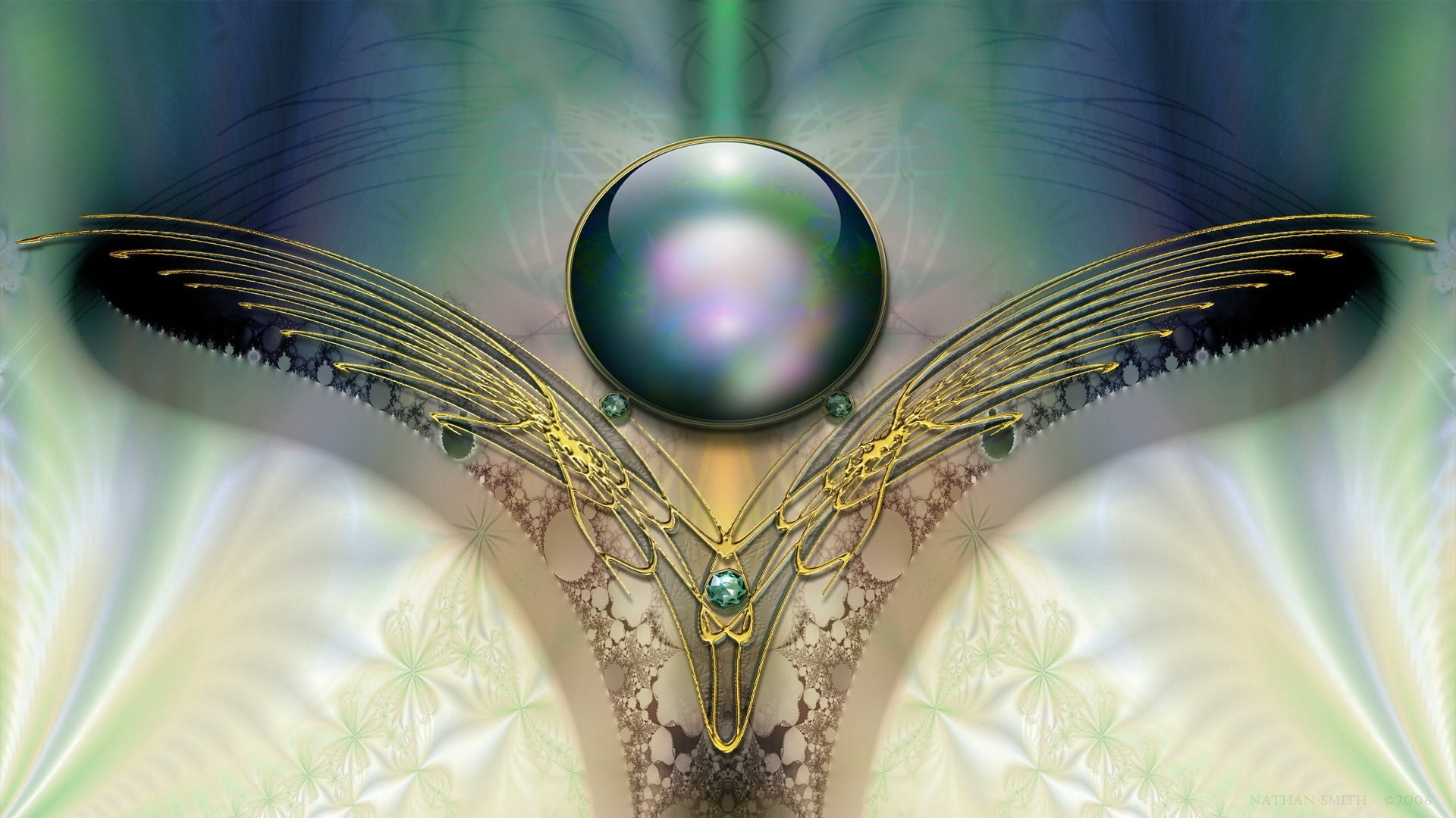 fragility, green Color, multi colored, ball, elegance, decoration, blue, floral pattern, digitally Generated Image, no people, technology, reflection, futuristic, HD Wallpaper