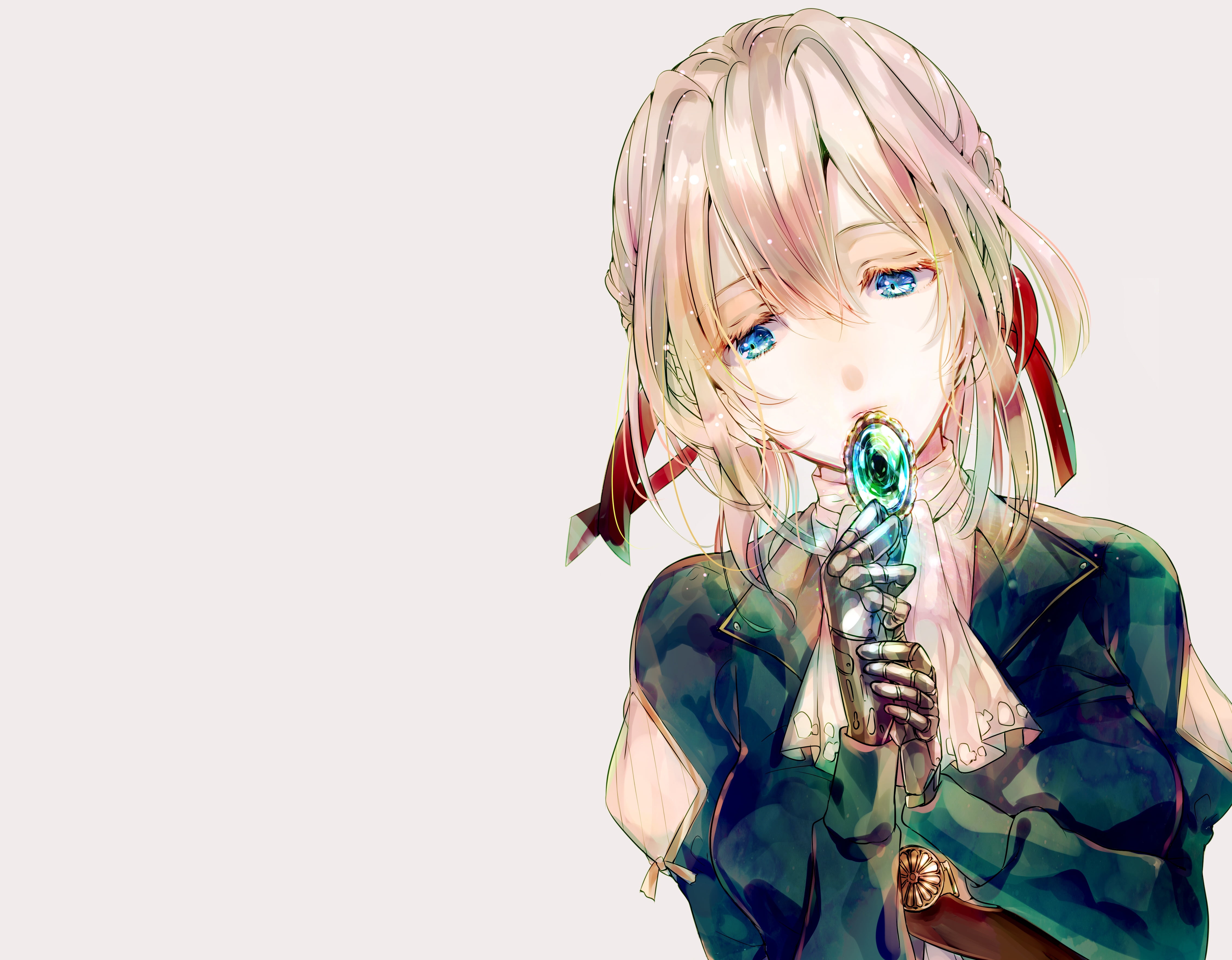 Violet Evergarden, girl, 4K, art, brooch, background, HD Wallpaper