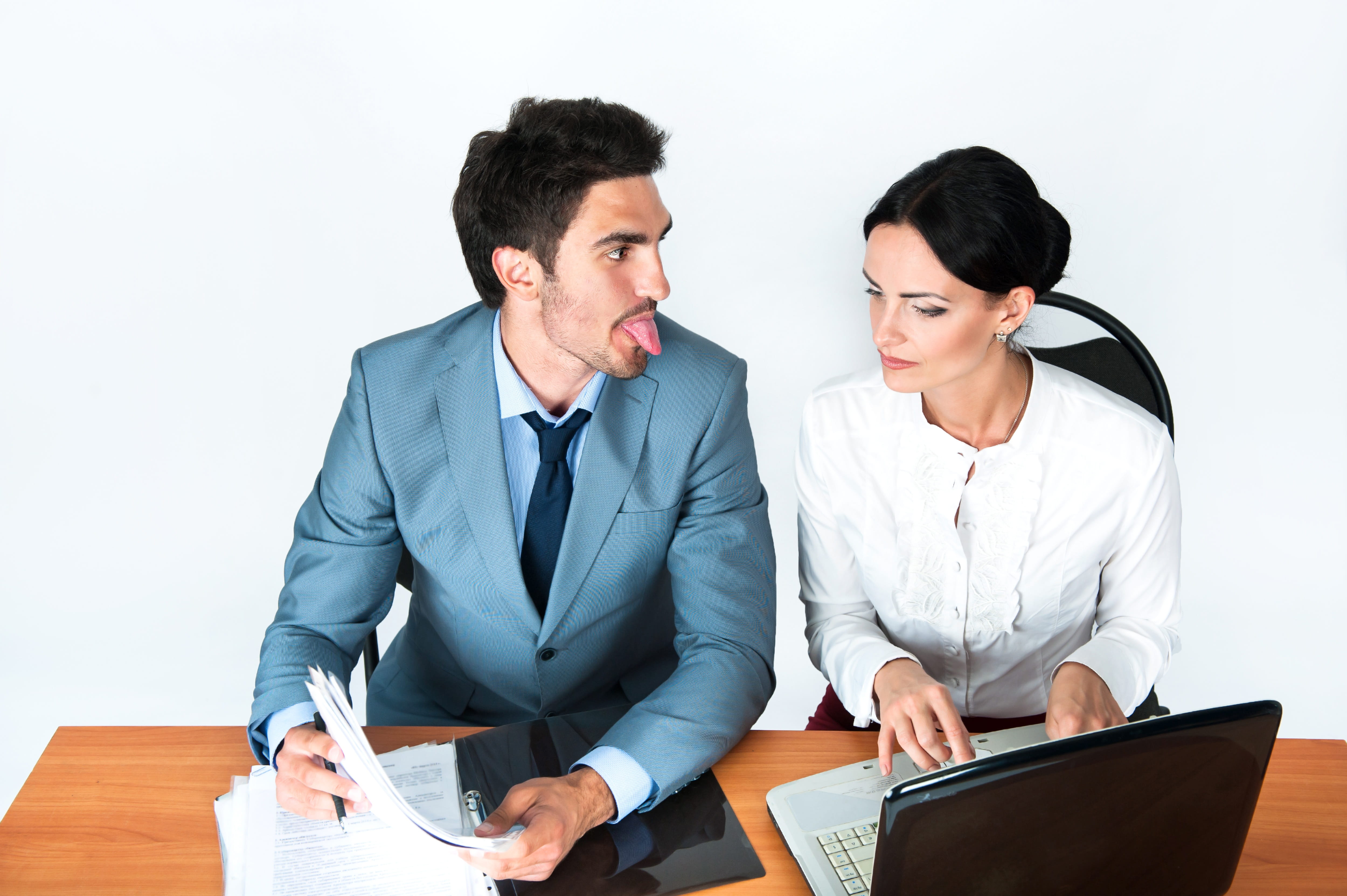 young men, using laptop, businessman, notebook, quarrel, indoors, humor, business, young women, couple, women, manager, man, the language, paperwork, two people, HD Wallpaper