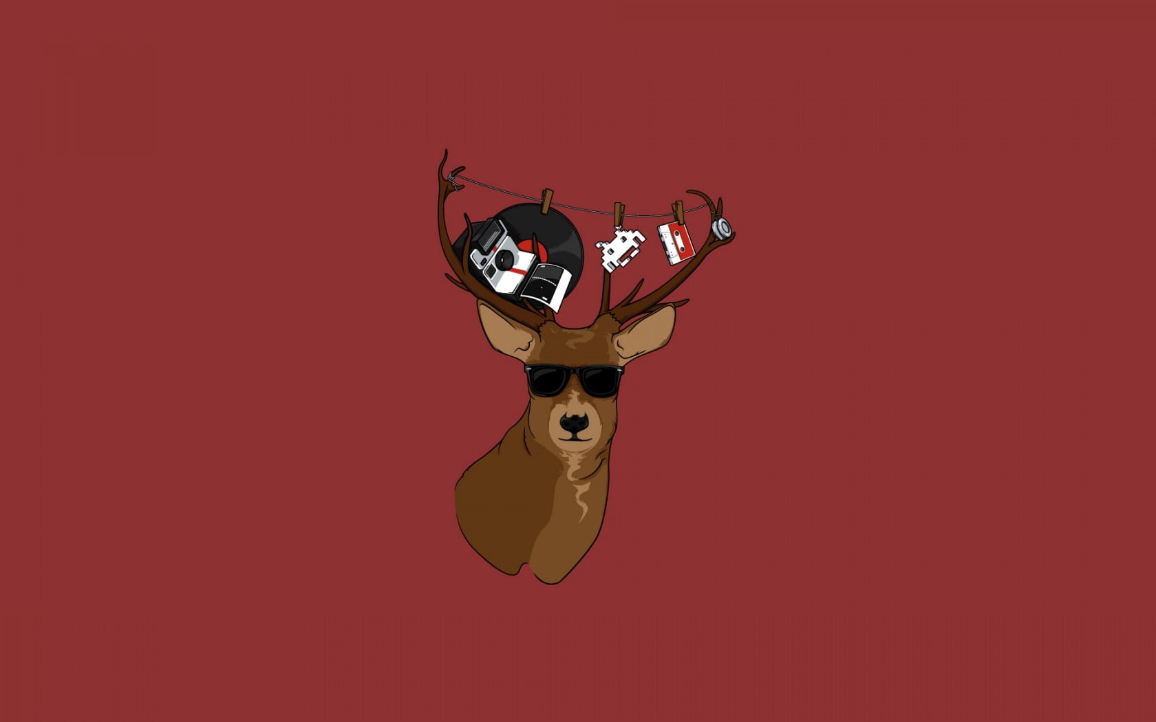 studio shot, colored background, business, 720P, minimalism, deer, illustration, camera, one animal, characters, halloween, copy space, brown, retro, no people, HD Wallpaper