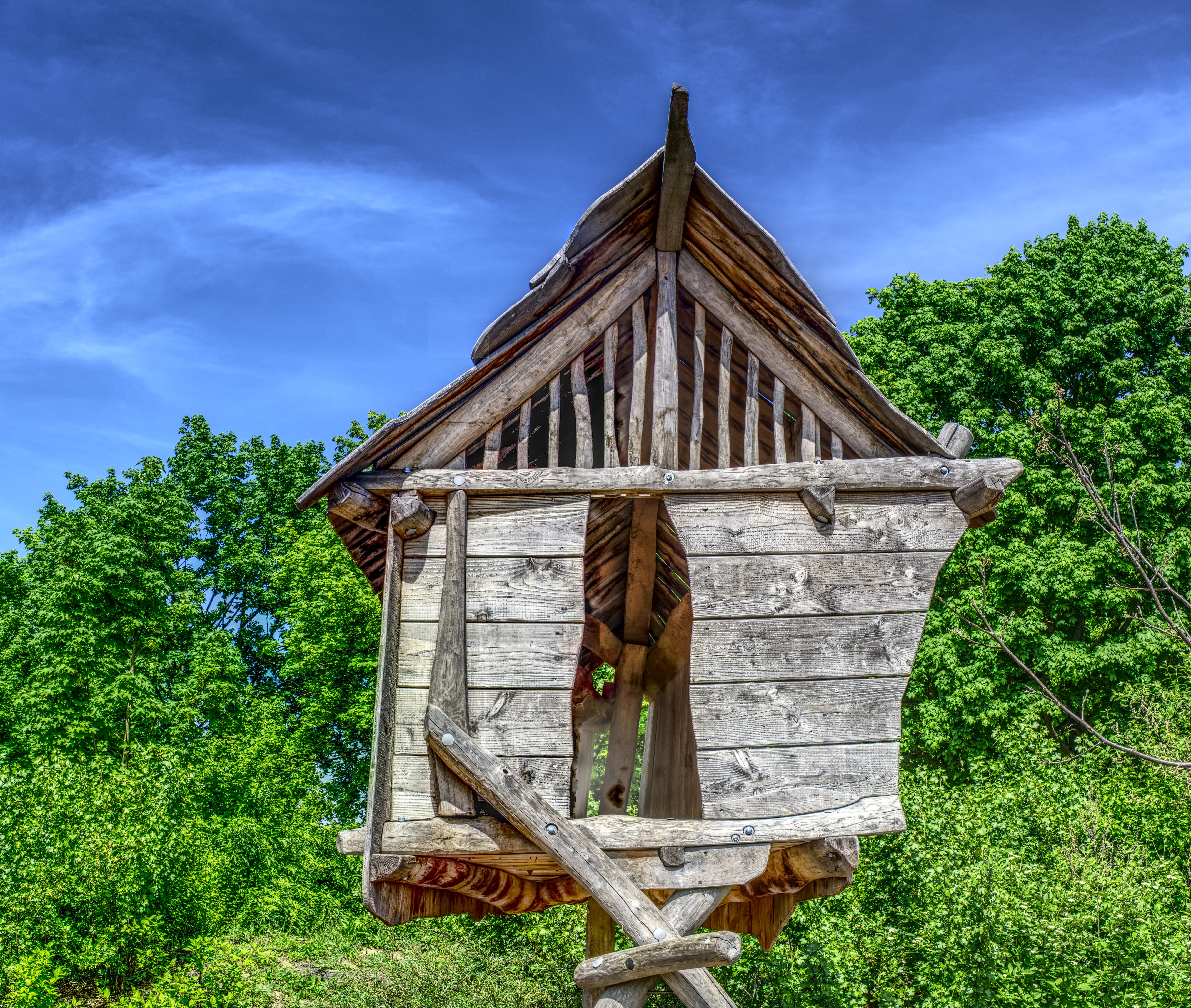 woods, tree, building exterior, childrens playground, building, climbing tower, children, roof, history, high dynamic range, built structure, nature, wood - material, HD Wallpaper