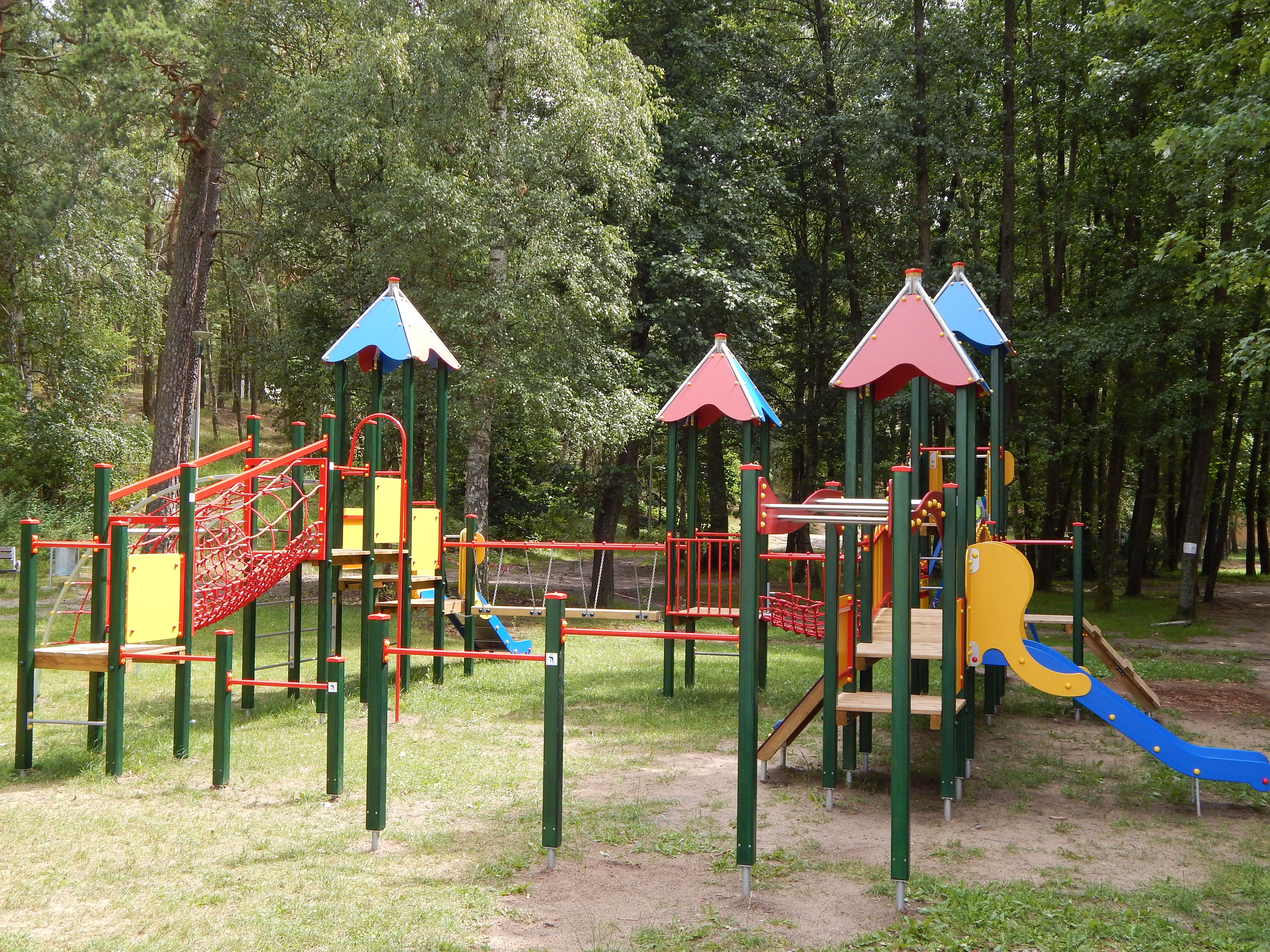 day, park, multi colored, tree, playground, outdoors, slide - play equipment, outdoor play equipment, joy, growth, leisure activity, fun, childhood, plant, HD Wallpaper