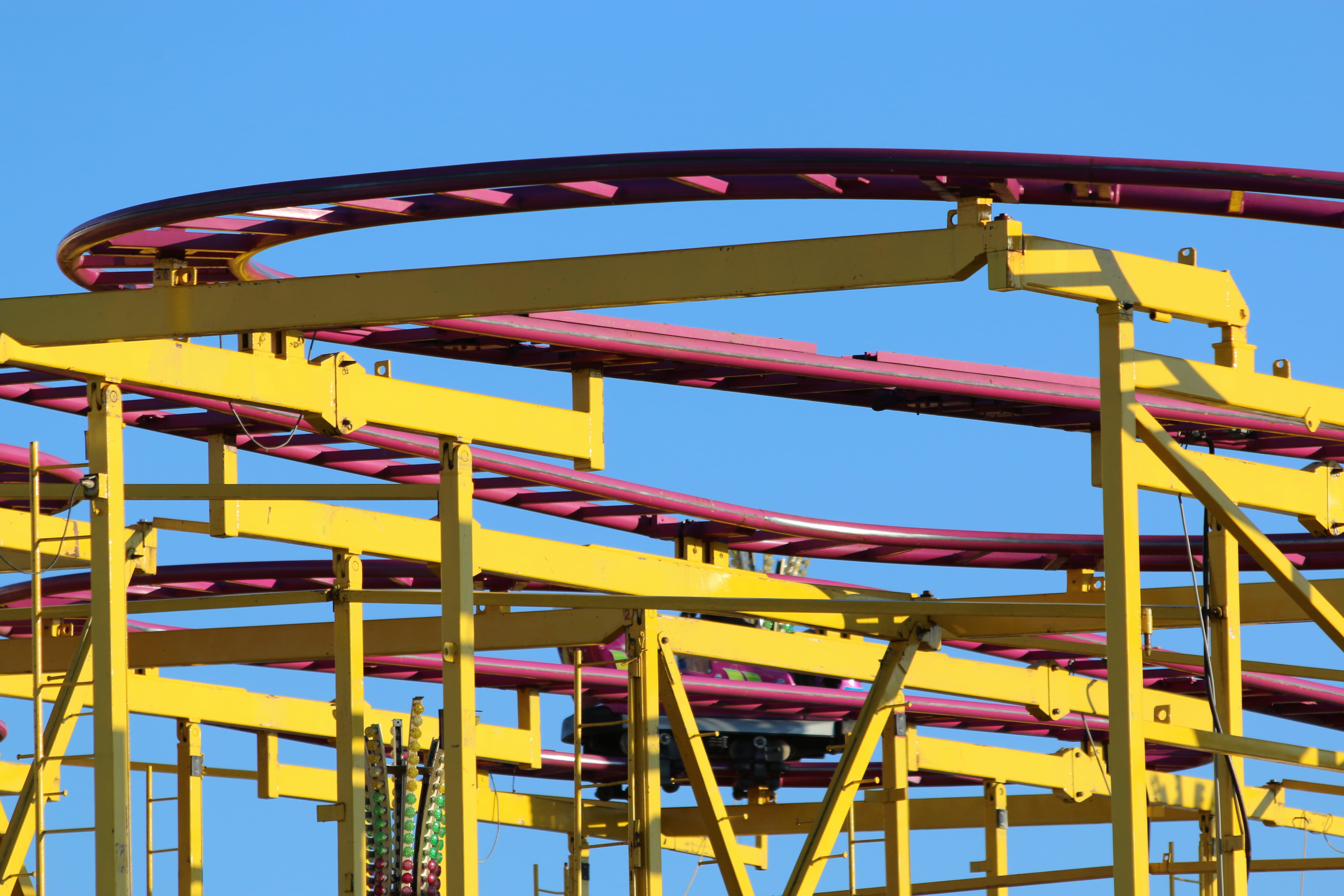 arts culture and entertainment, yellow, no people, theresienwiese, outdoors, excitement, water slide, architecture, fun, clear sky, traveling carnival, HD Wallpaper