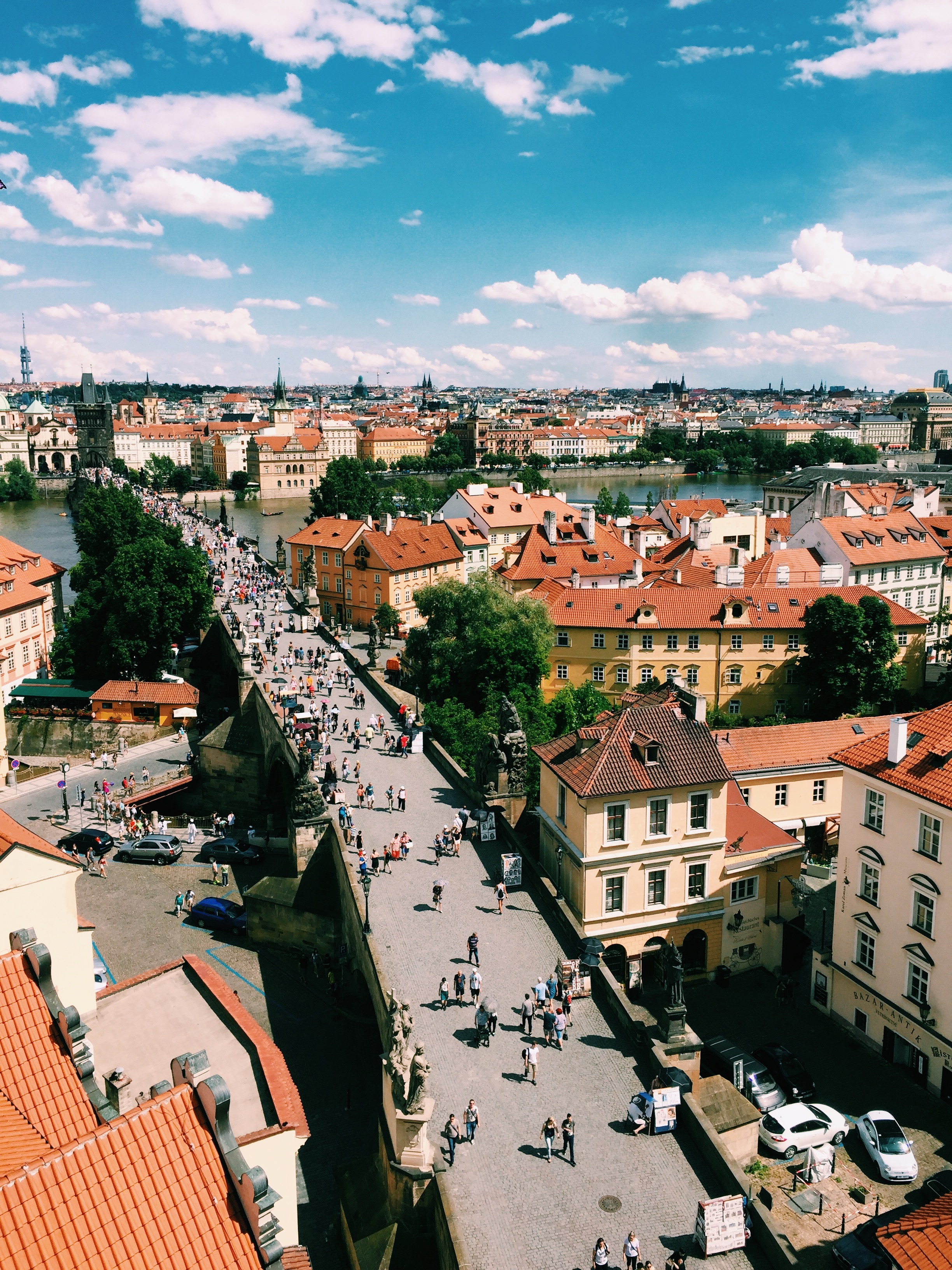 historical, sunlight, cloud - sky, bridge, house, republic, community, europe, building, architecture, nature, praha, people, charles, charlesbrigde, crowd, Phone HD Wallpaper