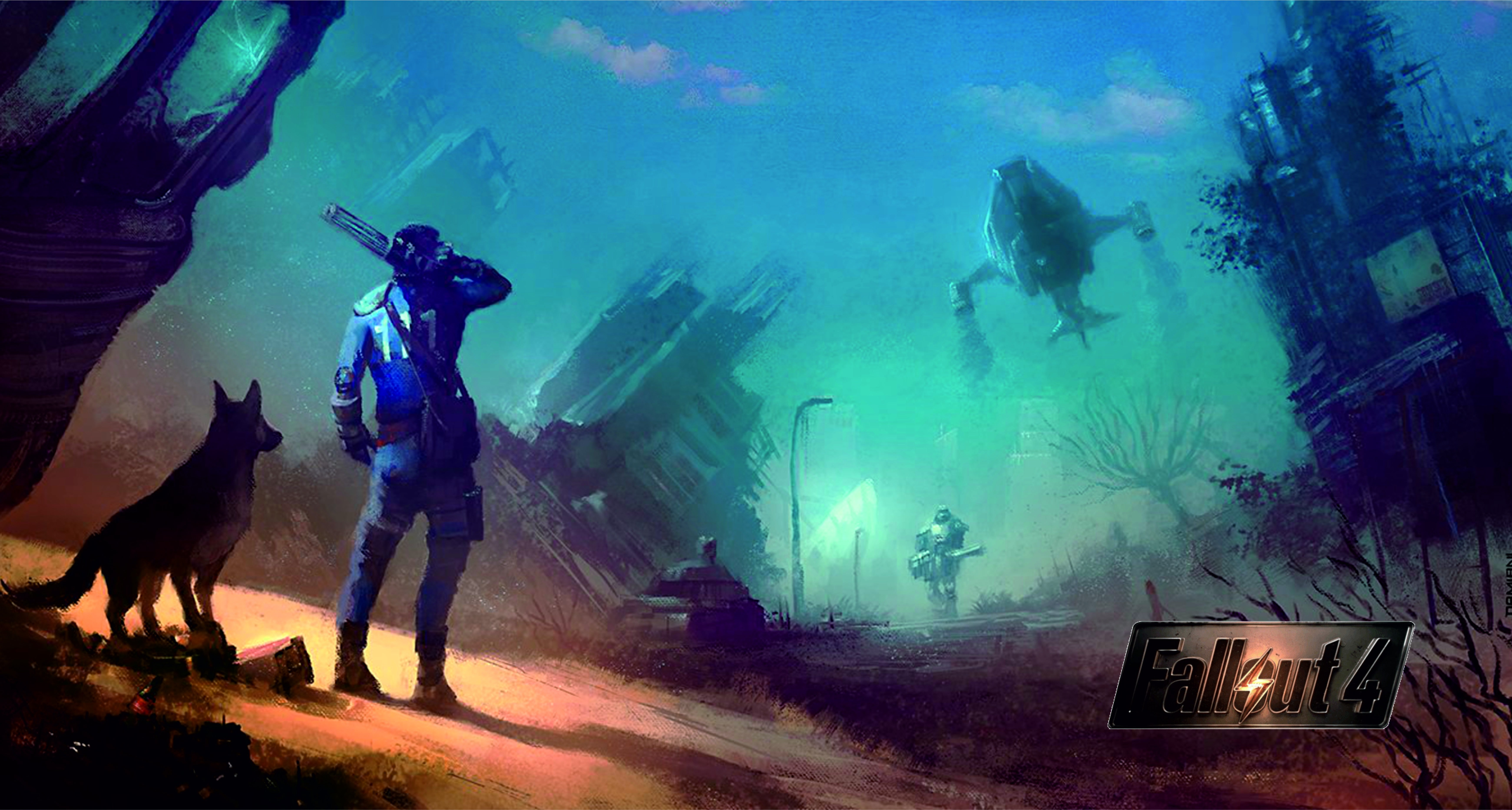 fallout, dog, 5K, fallout 4, soldiers, HD Wallpaper