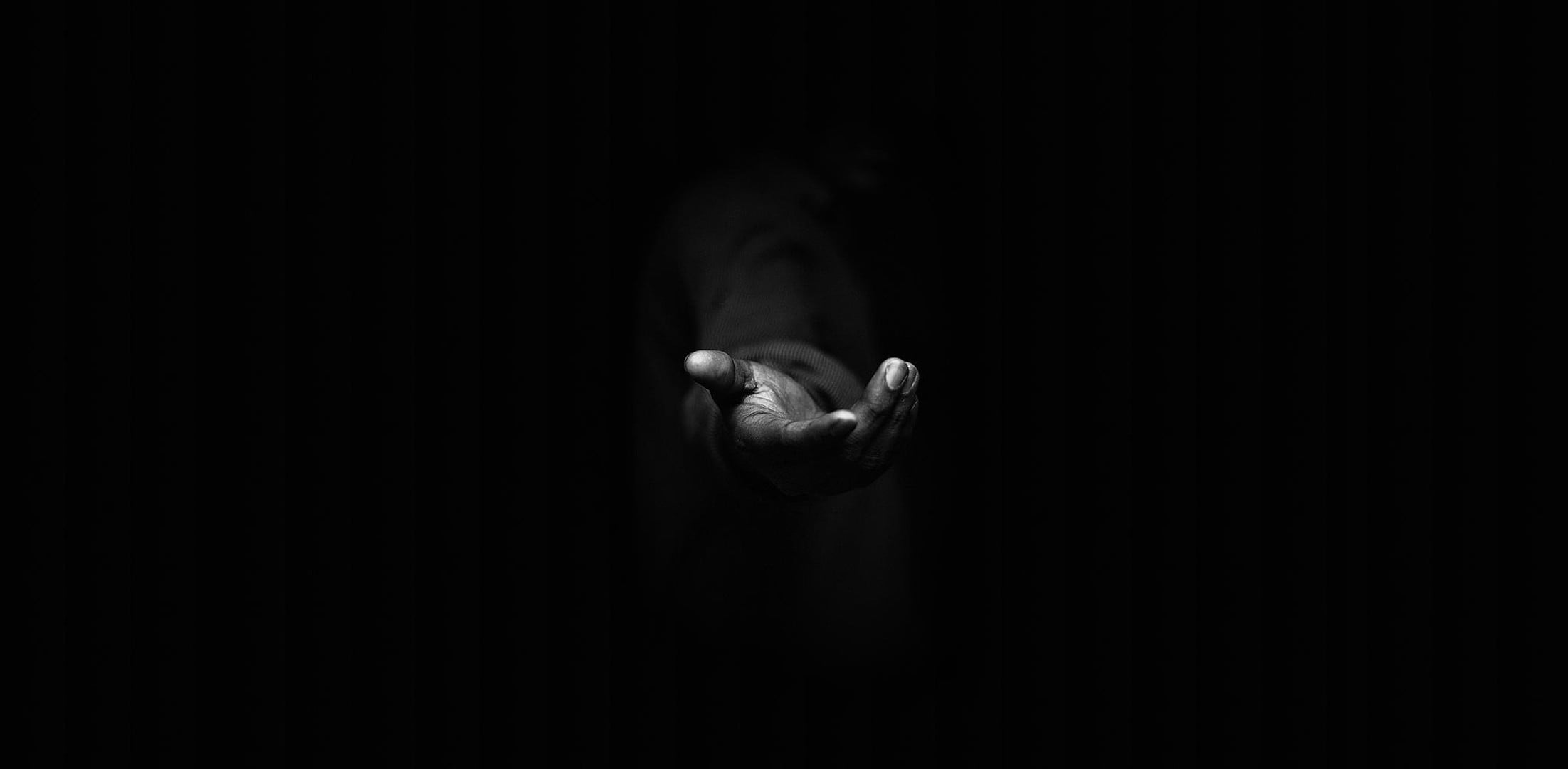 human face, one person, studio shot, black background, adult, men, 1080P, dark, copy space, human body part, unrecognizable person, hand, lifestyles, human finger, HD Wallpaper