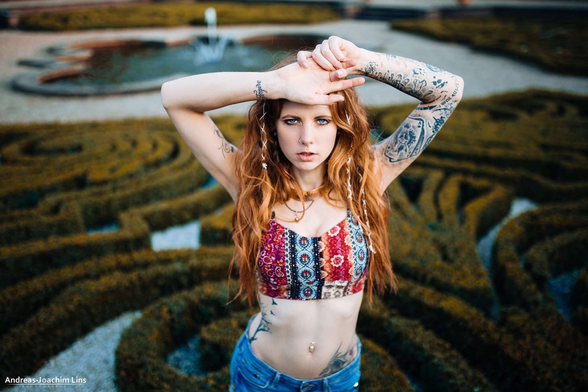 one person, young adult, wavy hair, arms raised, teenager, focus on foreground, human arm, leisure activity, redhead, day, front view, portrait, casual clothing, HD Wallpaper