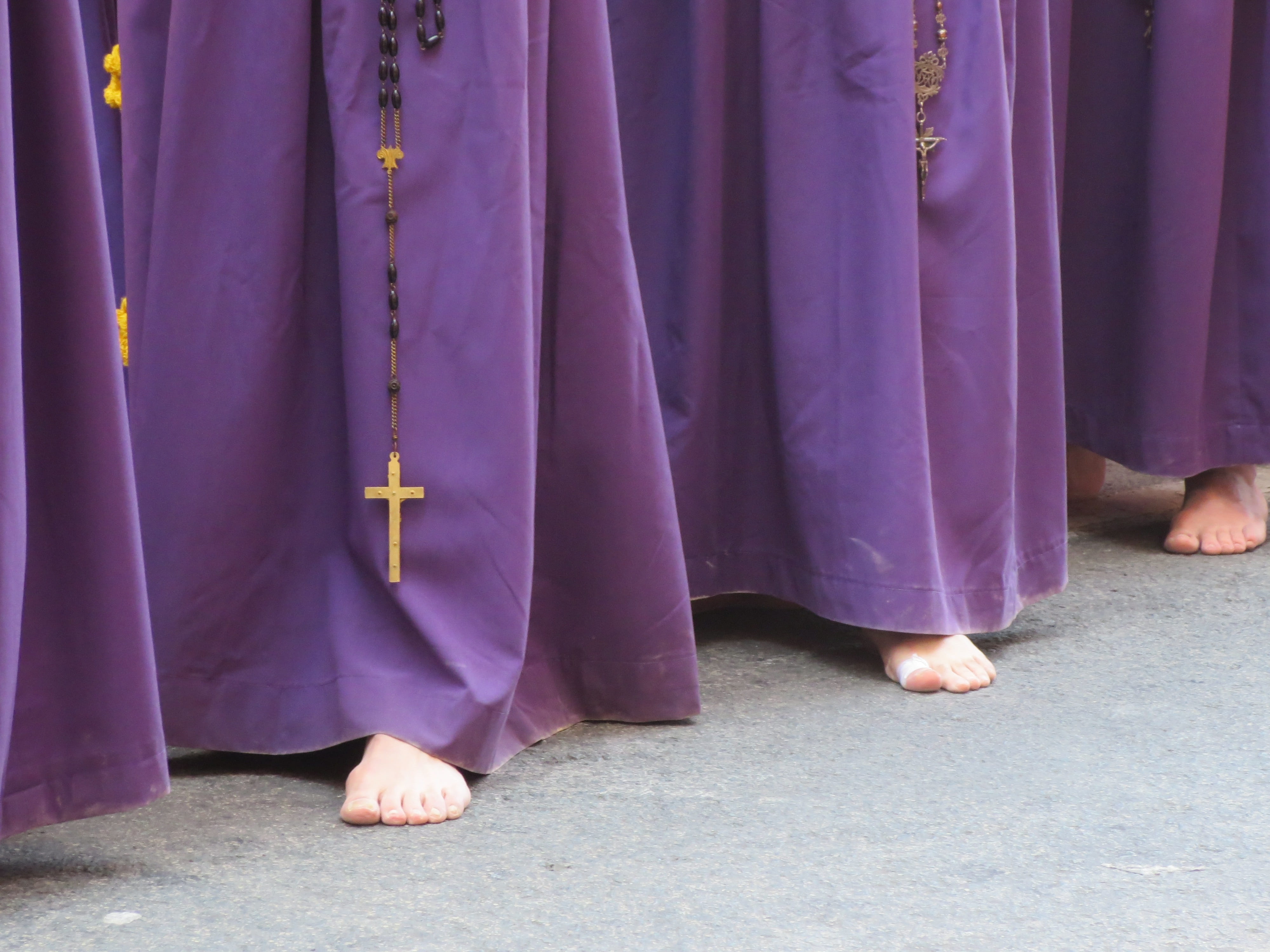 Semana Santa, adult, standing, stage, togetherness, day, purple, human body part, people, Nazarenos, women, Murcia, traditional clothing, body part, performance, HD Wallpaper