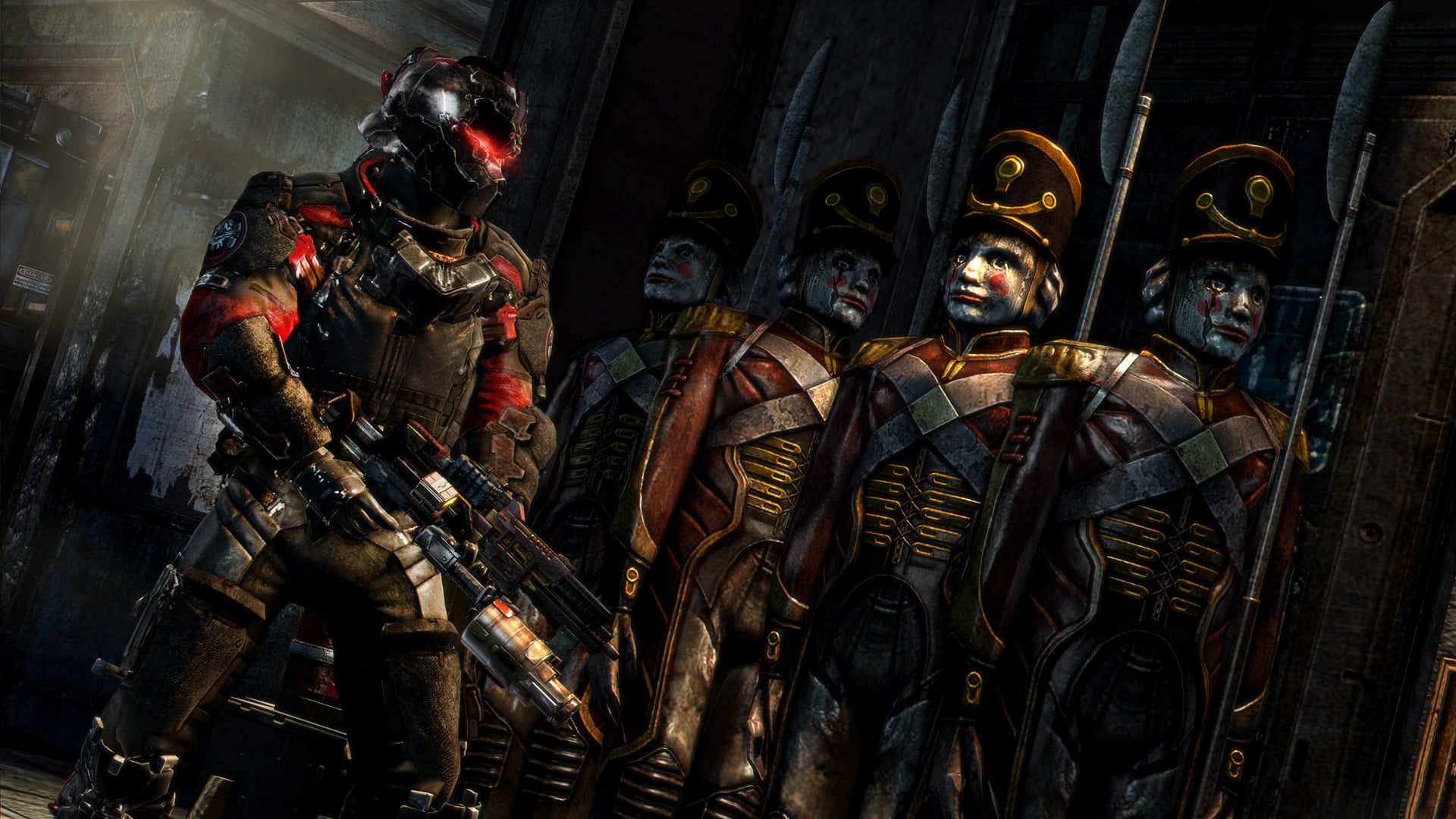 creativity, craft, indoors, architecture, building, religion, 1080P, statue, representation, space, Dead Space, spirituality, Tin Soldiers, Weapons, HD Wallpaper