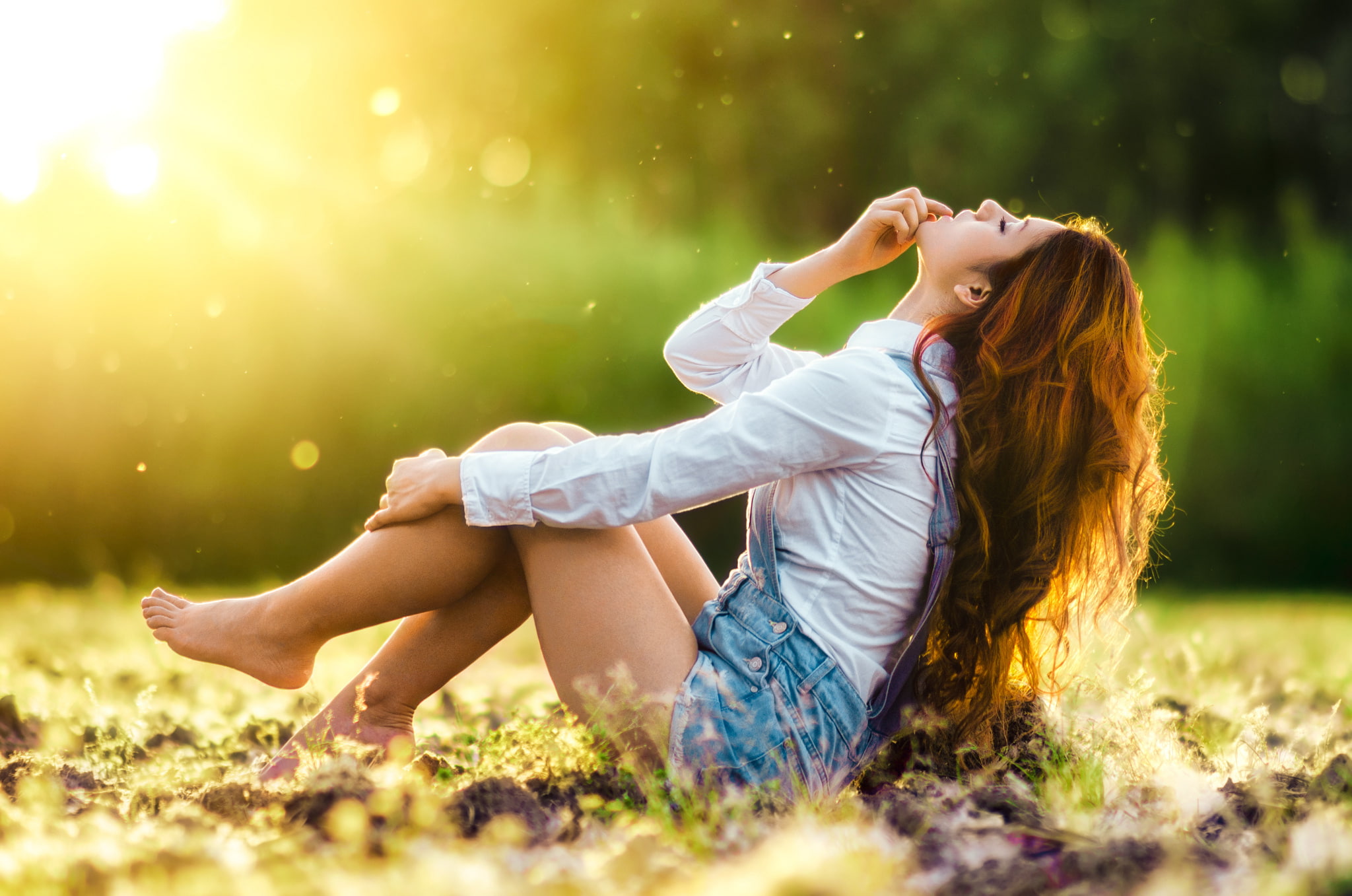 jumpsuit, sweetheart, hair, shirt, solar, girl, Delaiah Gonzalez, 1080P, brown hair, model, red, light, legs, beautiful, HD Wallpaper