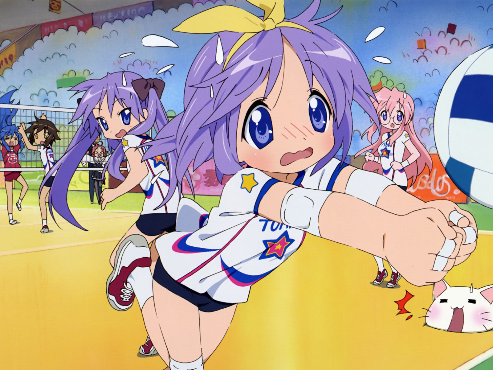 720P, miyuki, tsukasa, misao, izumi, kogami, takara, konata, kusakabe, star, hiiragi, volleyball, kagami, lucky, akira, HD Wallpaper