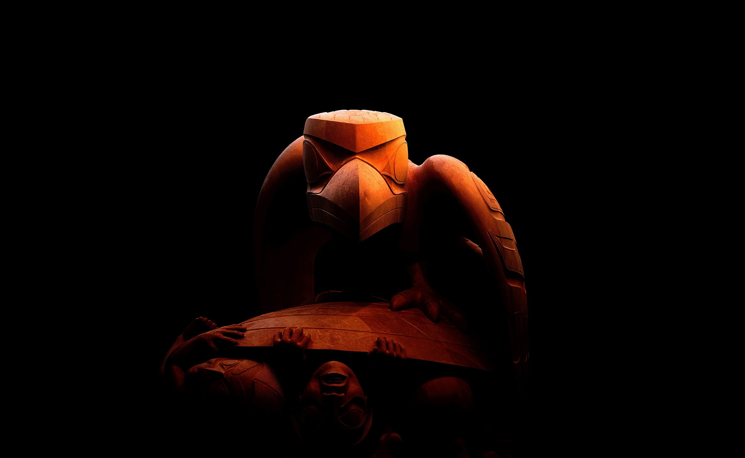 men, raven, sculpture raven and the first men, Artistic, Sculpture, first, 2K, raven and the first men, bill reid, HD Wallpaper