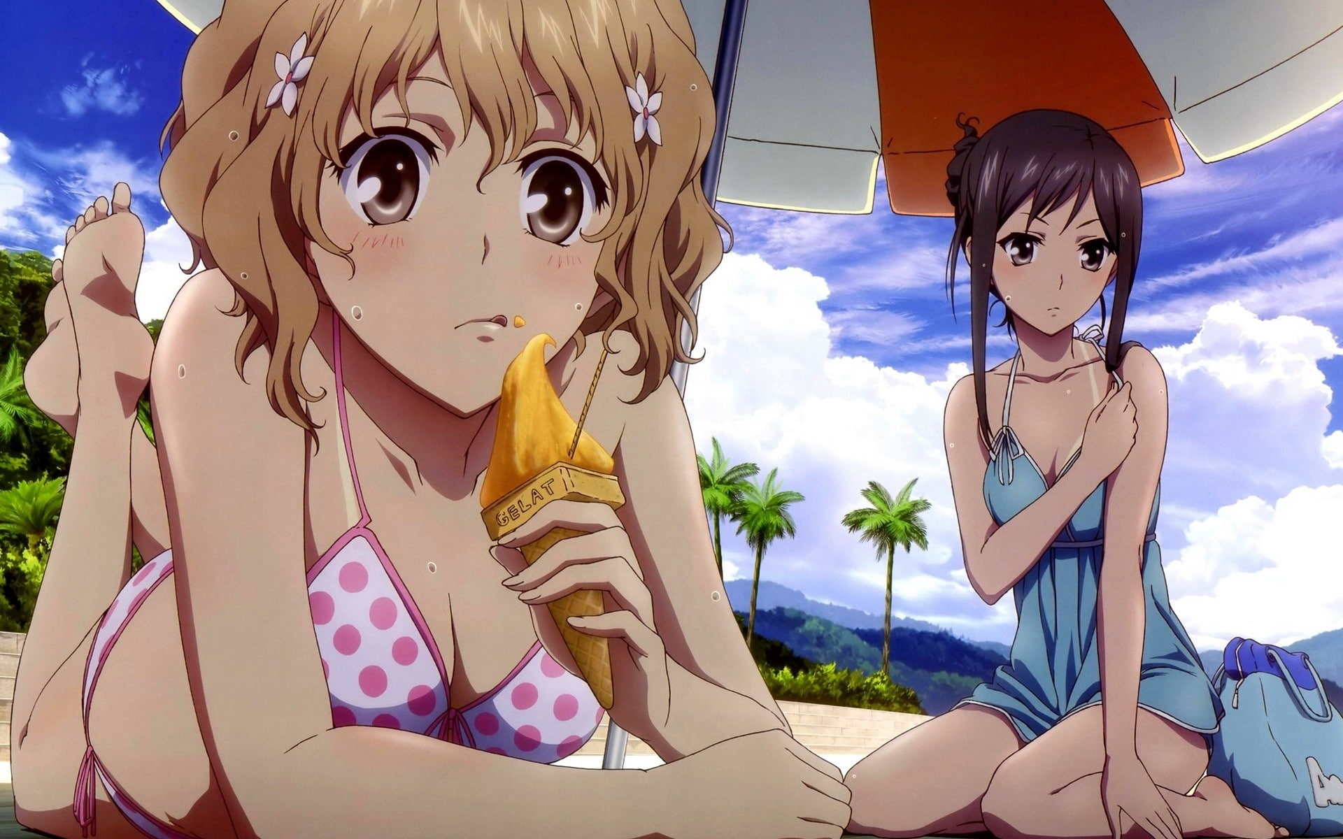 anime, girls, hot, weaponsless, hd, braless, weapons, art, 1080P, swords, x, HD Wallpaper