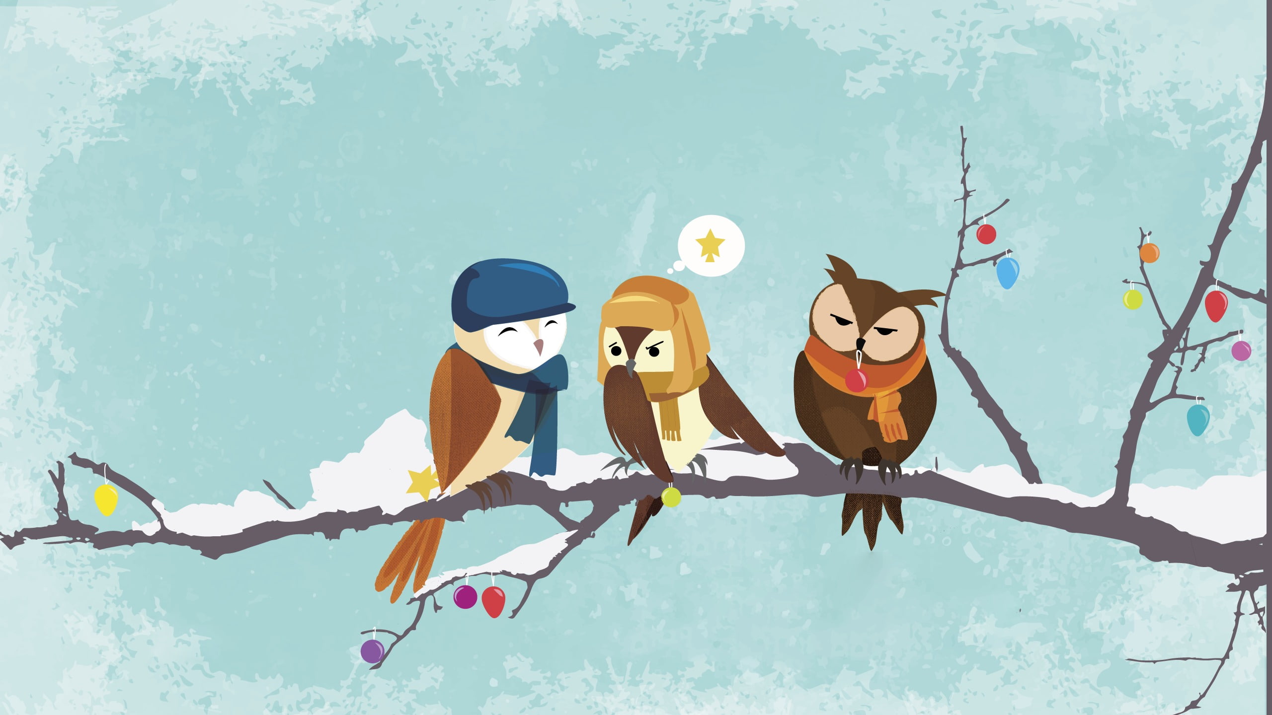 branch, New Year, Merry, Christmas, decoration, Xmas, Designed, 2K, birds, Briana Williams, HD Wallpaper