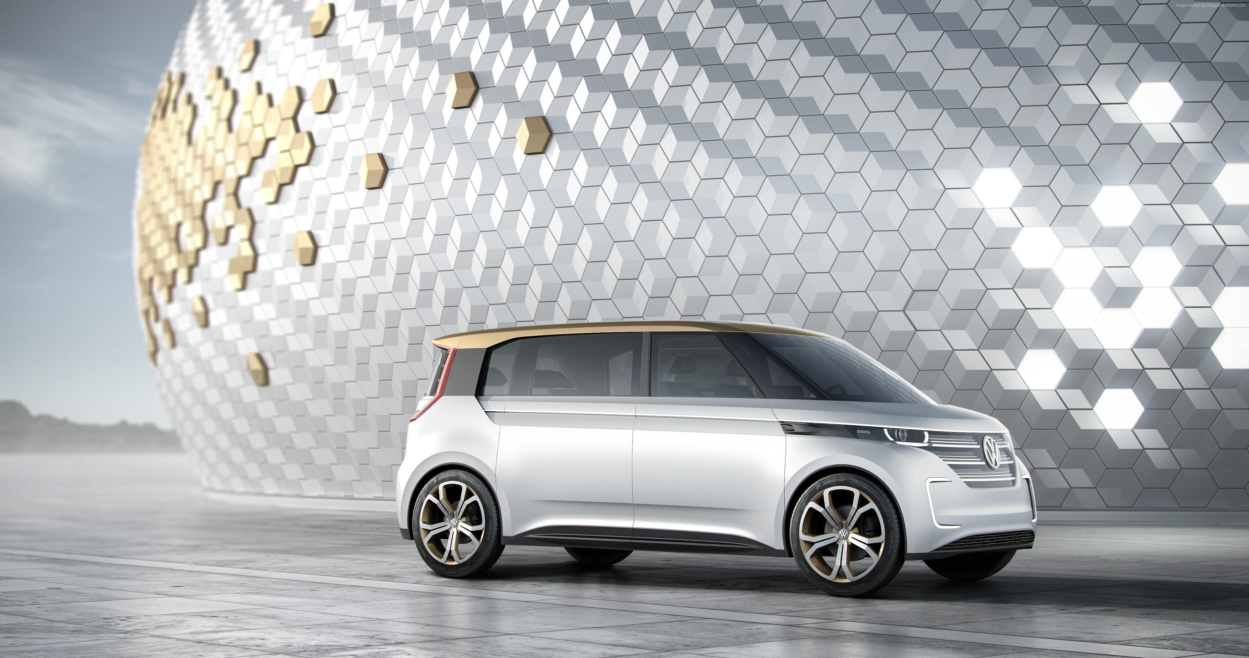 4K, CES 2016, electric microbus, Volkswagen BUDD-e, silver, HD Wallpaper