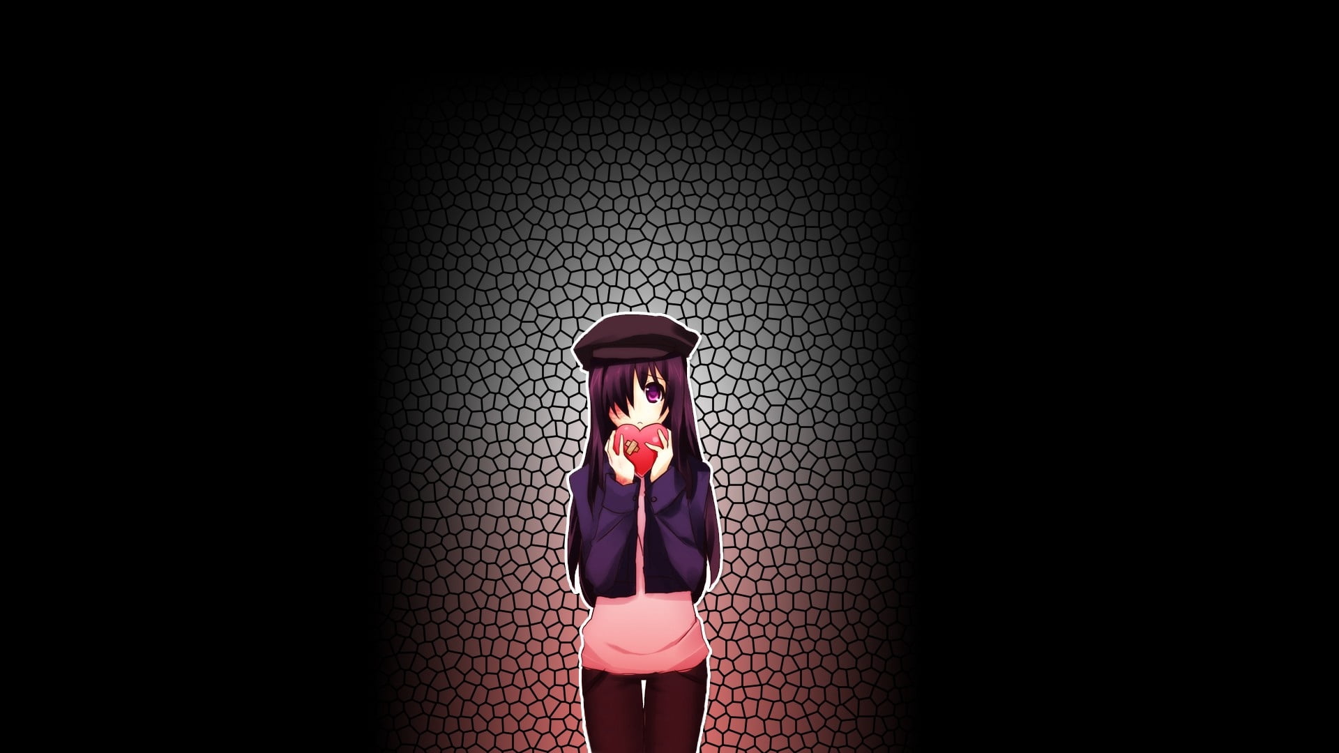 heart, waiting, lifestyles, young Adult, fashion, young women, illustration, black Color, background, standing, wall - building feature, front view, girl, HD Wallpaper
