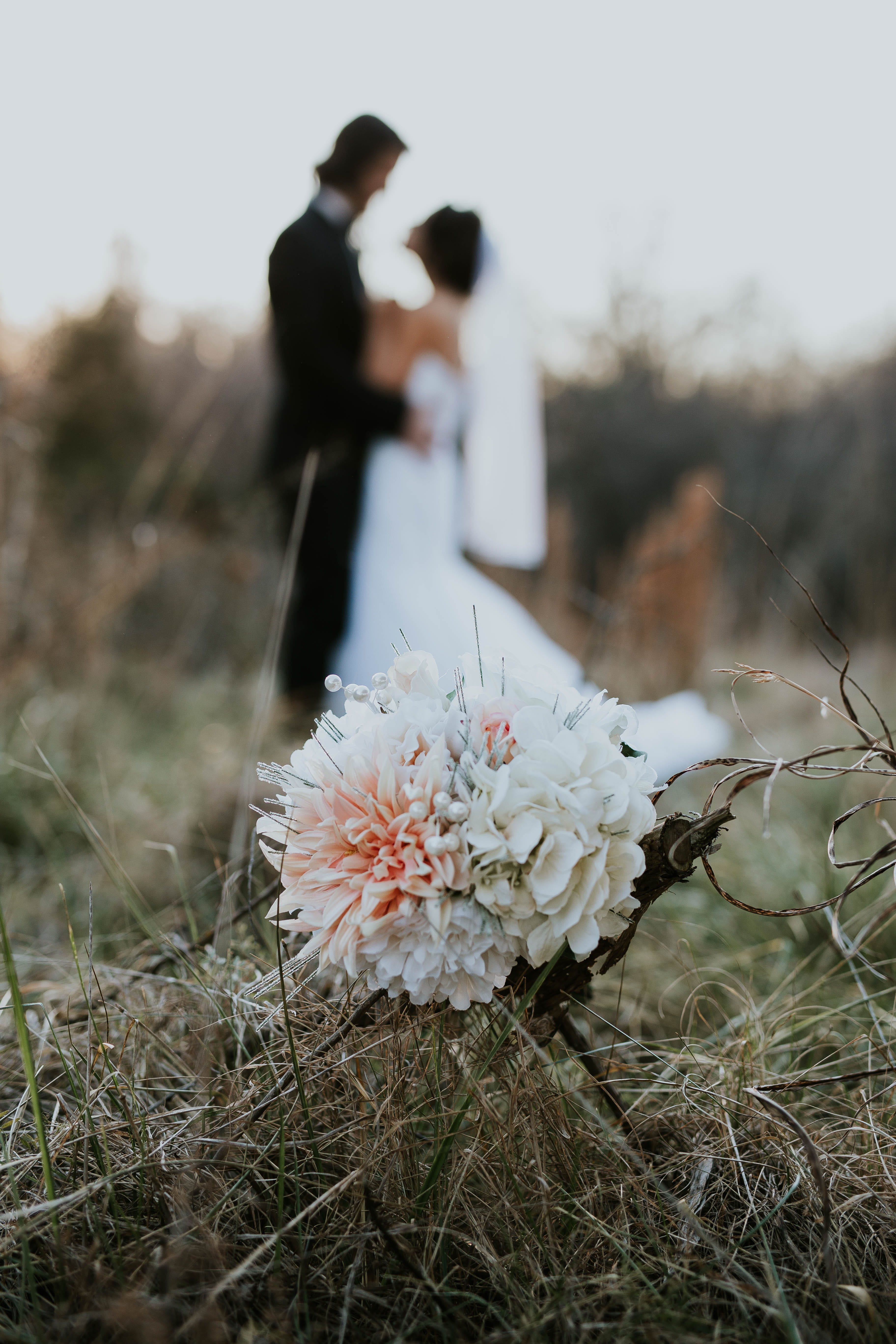 married, flowers, outdoors, couple - relationship, adult, nature, people, pink, background, newly, emotion, women, wedding dress, wife, flower, newlywed, Phone HD Wallpaper