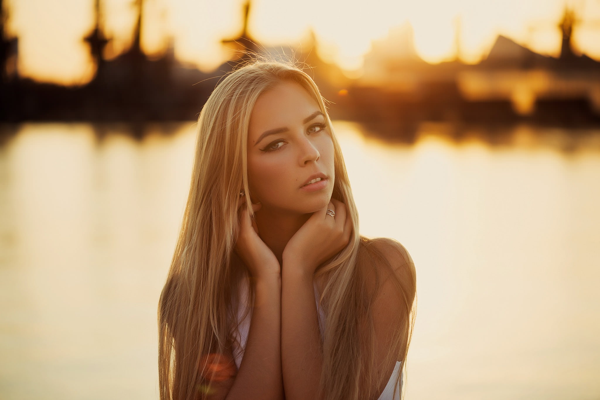 women, portrait, blonde, 1080P, beautiful, 2048x1367, HD Wallpaper