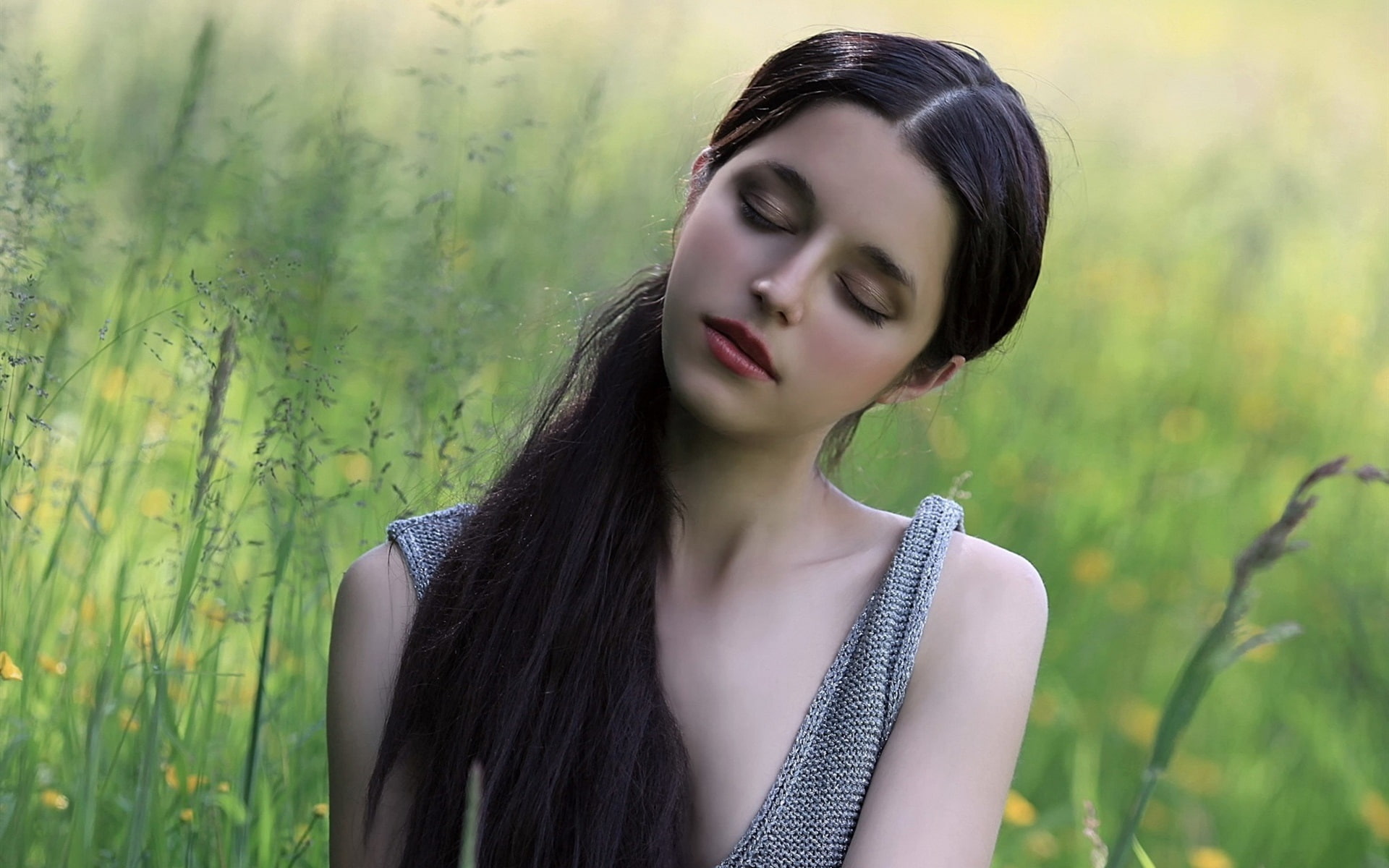 Girl, Long, Dream, Nature, Hair, Close, 1080P, Eyes, HD Wallpaper