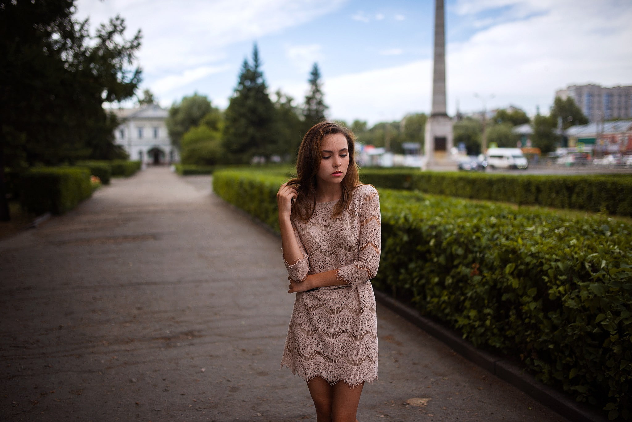 outdoors, 1080P, portrait, 2048x1367, woman, dress, HD Wallpaper