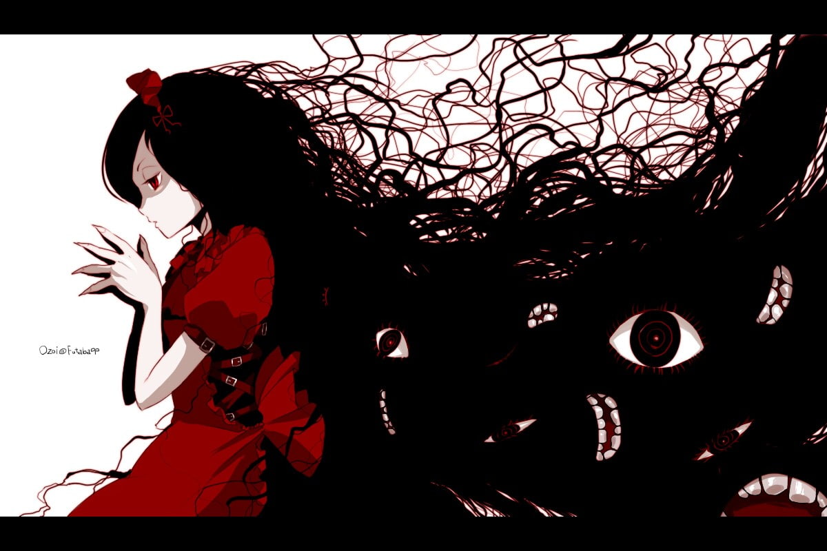 nature, spooky, lifestyles, halloween, females, transfer print, indoors, red, women, animal wildlife, real people, 480P, adult, anime girls, auto post production filter, HD Wallpaper