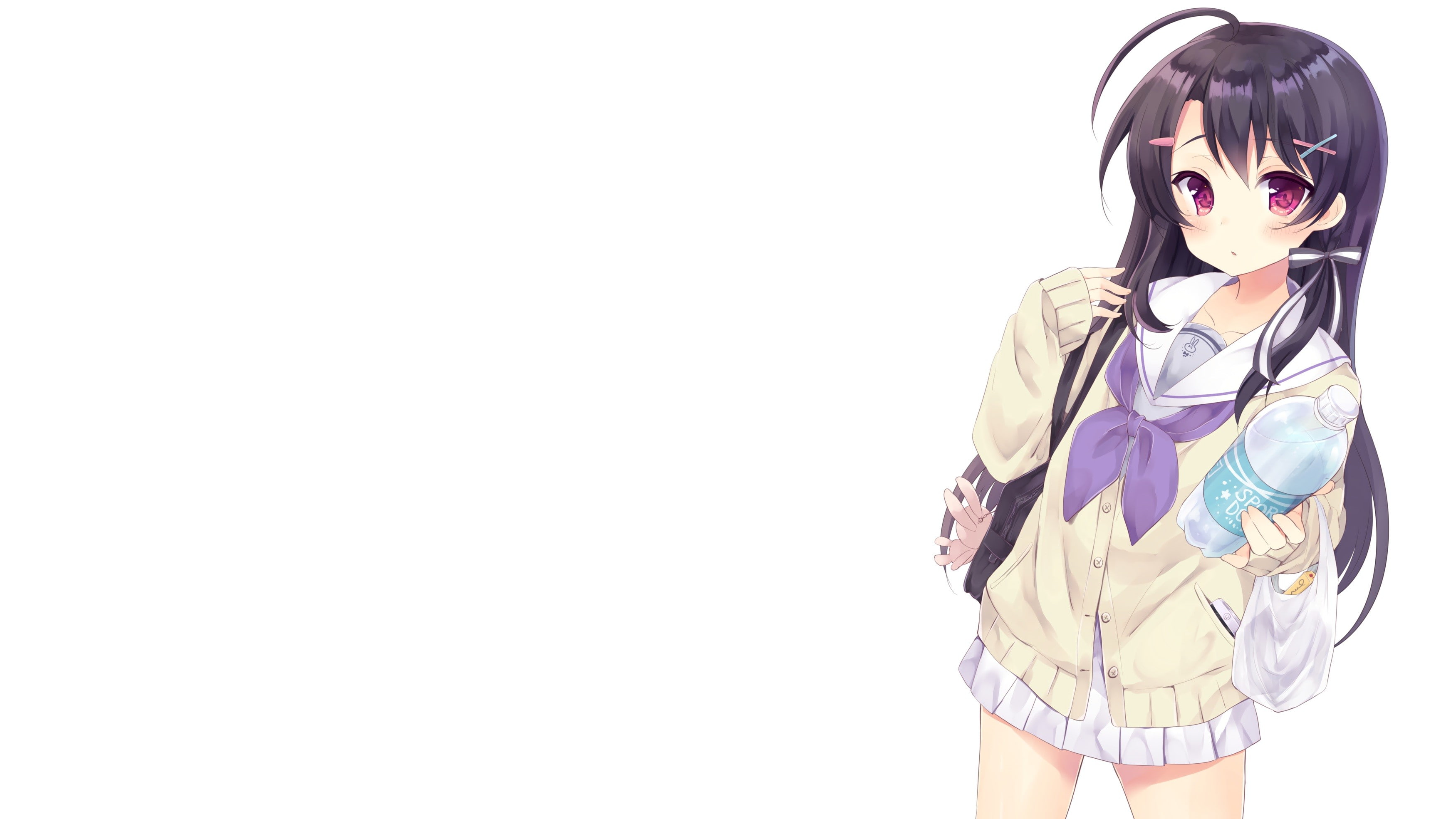 pink eyes, studio shot, skirt, beauty, one person, portrait, teenager, front view, fashion, anime girls, copy space, three quarter length, clothing, 2K, HD Wallpaper