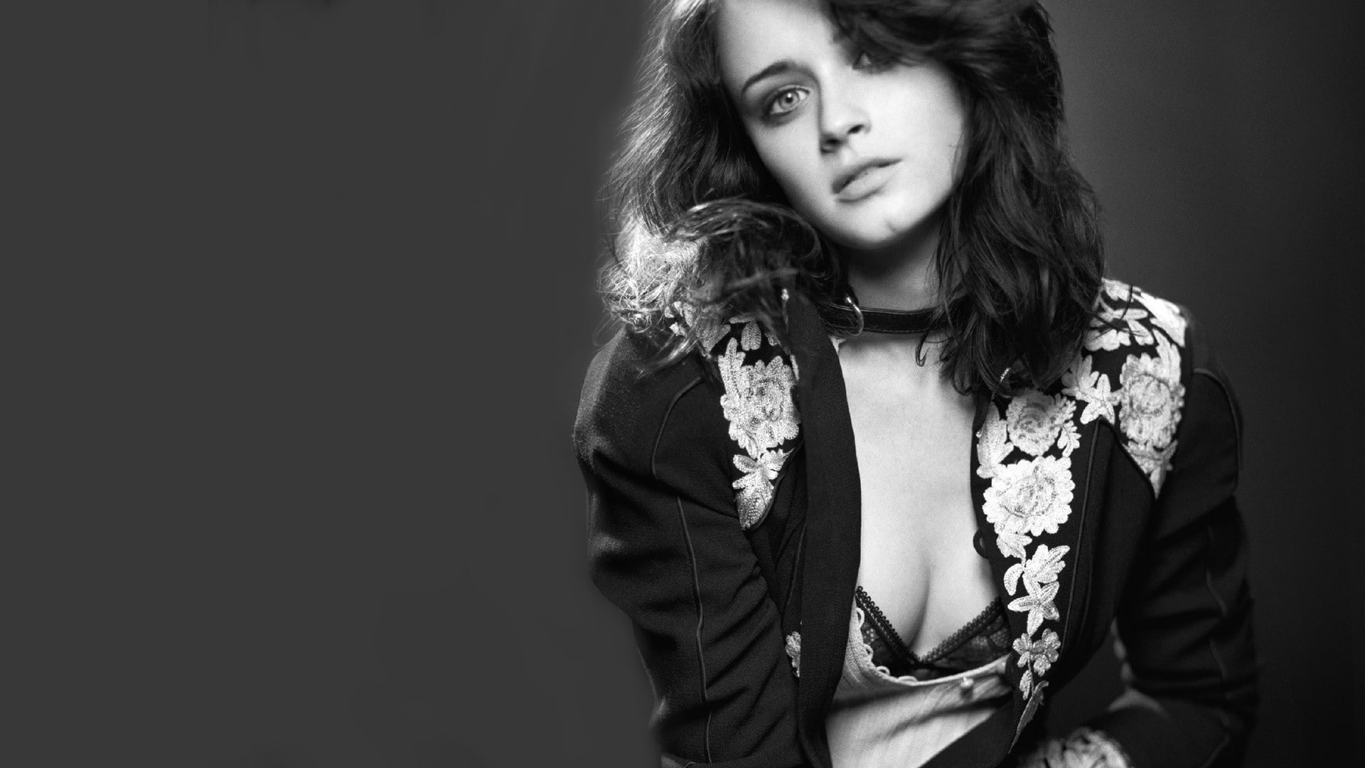 women, Alexis Bledel, monochrome, 1080P, HD Wallpaper