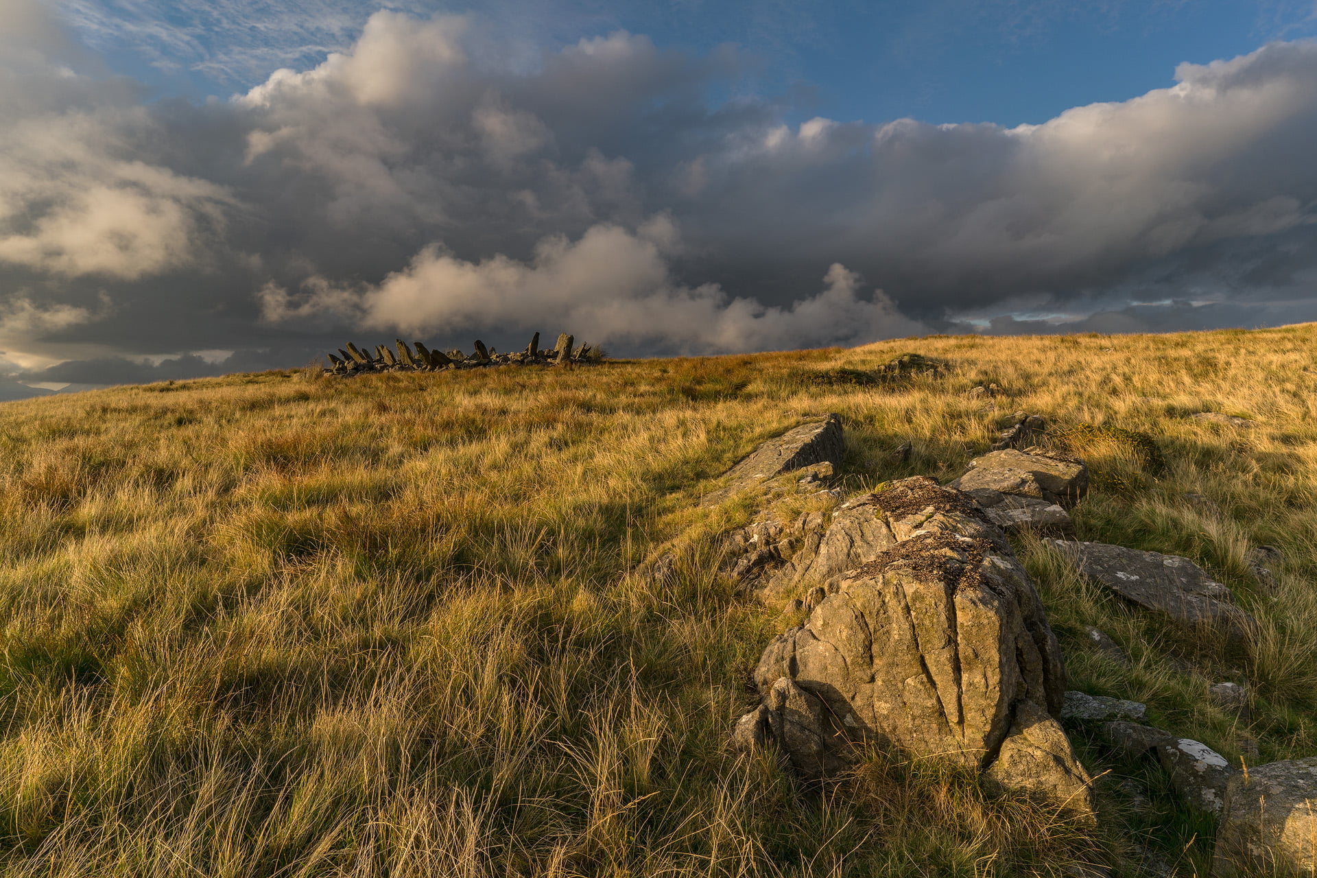 grass, light  rock, stone  Wales, nature, green mountain, cloud - Sky, ring cairn, landscape, outdoors, mountain, 1080P, Bryn Cader Faner, photo, green, HD Wallpaper